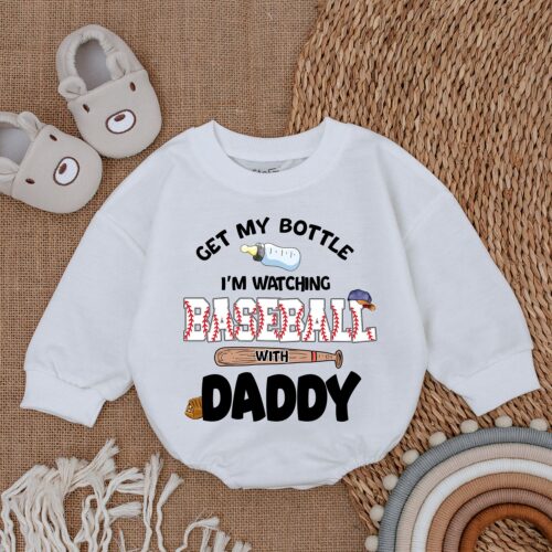 Baseball Fan Baby Romper Baby Shower Gift Daddy & Me Bodysuit Baseball Baby Outfit image 0