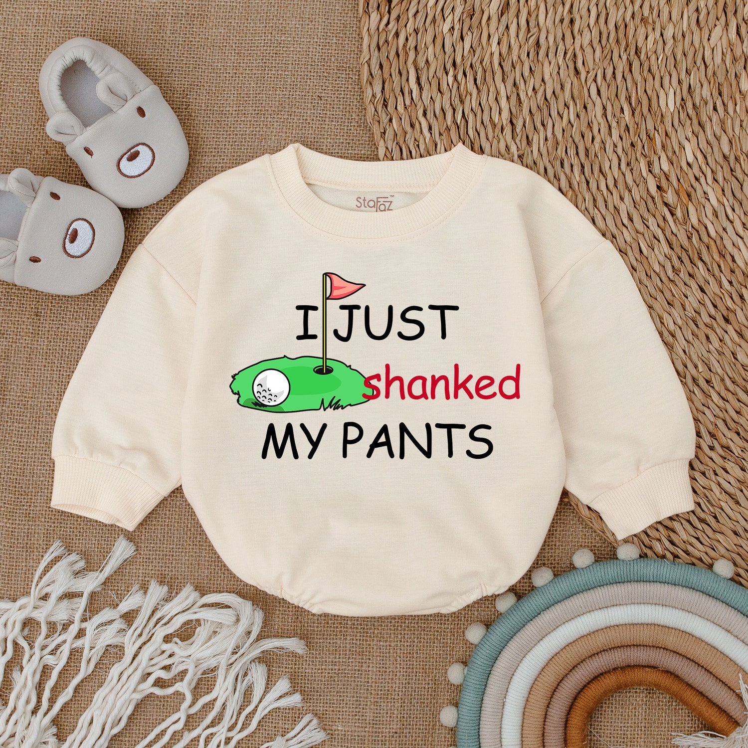 Golf Baby Bodysuit Funny I Just Shanked My Pants Newborn Romper Golfing Baby Outfit Gift image 1