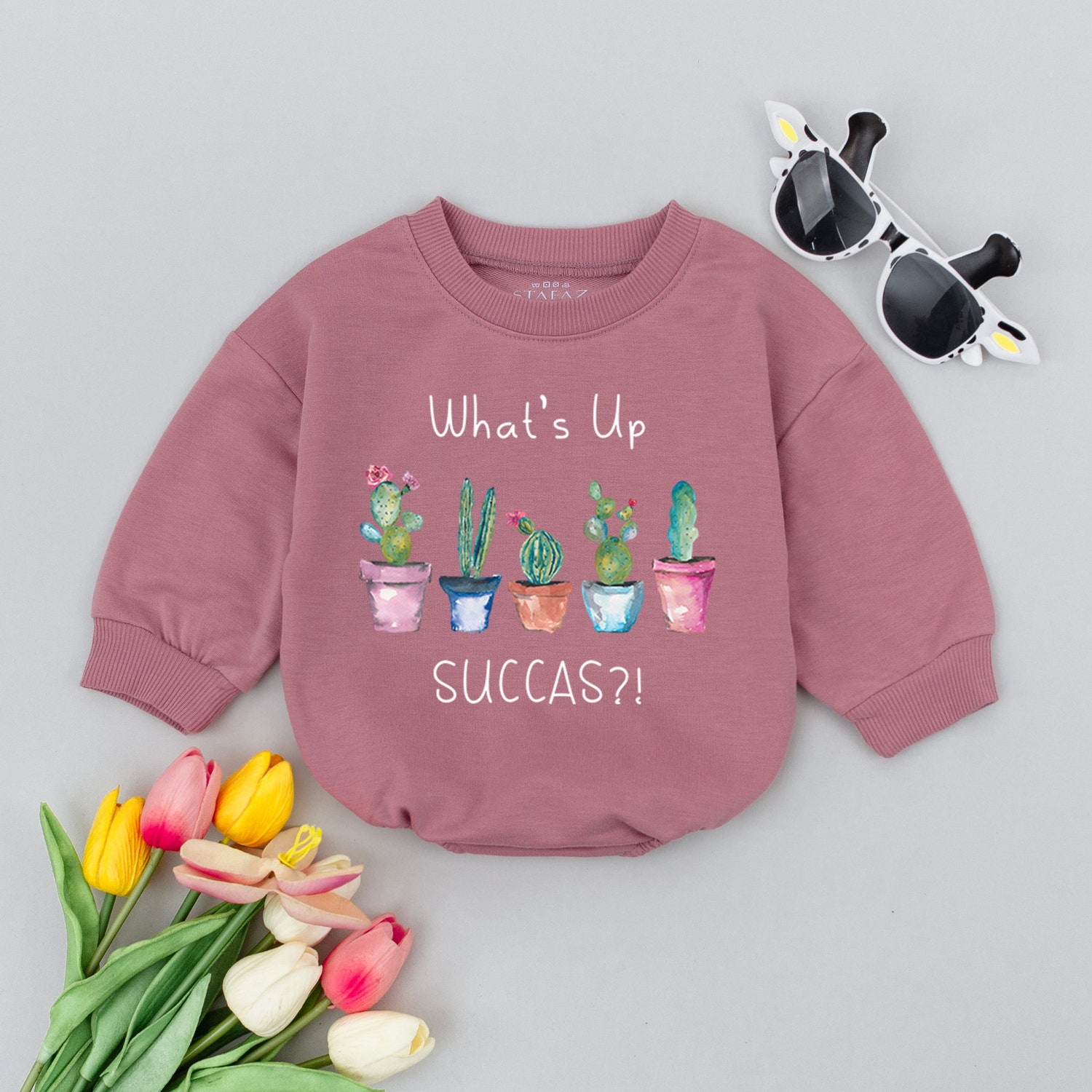 What's Up Succa Baby Romper Funny Cactus Baby Bodysuit Unisex Hipster Baby Clothes image 2