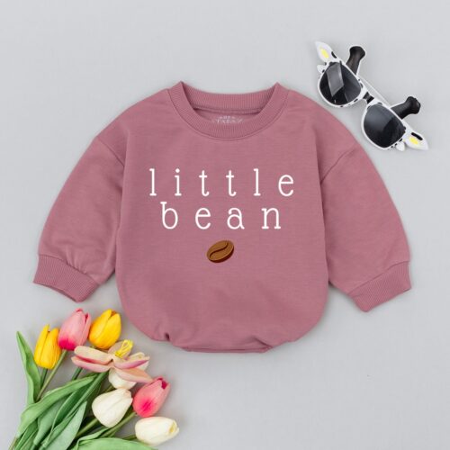 Little Bean Baby Romper Coffee Design Unisex Minimalist Baby Clothes Gender Neutral Outfit image 0