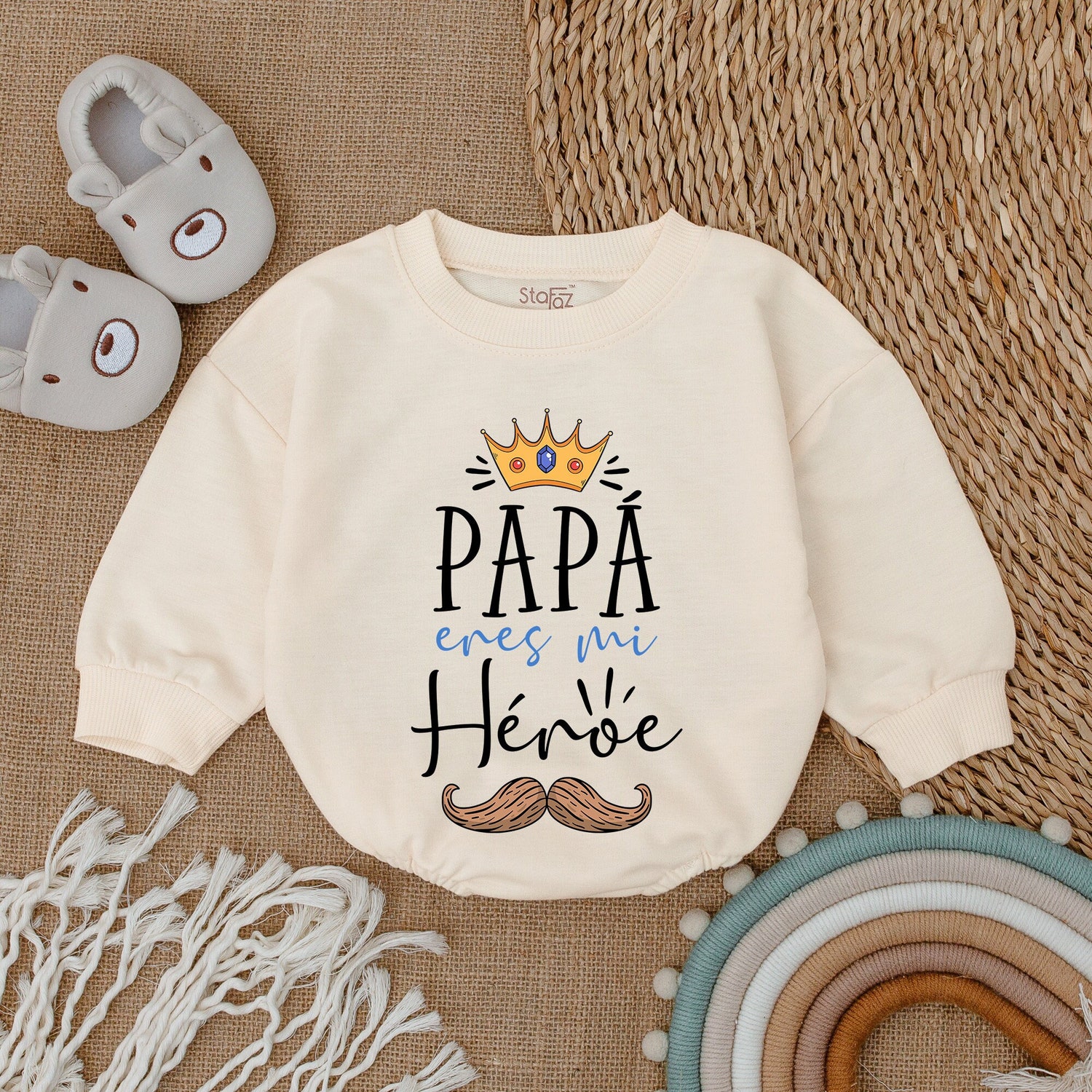 Papa Is My Hero Spanish Baby Girl Romper Daddy & Me Bodysuit Father's Day Outfit image 1