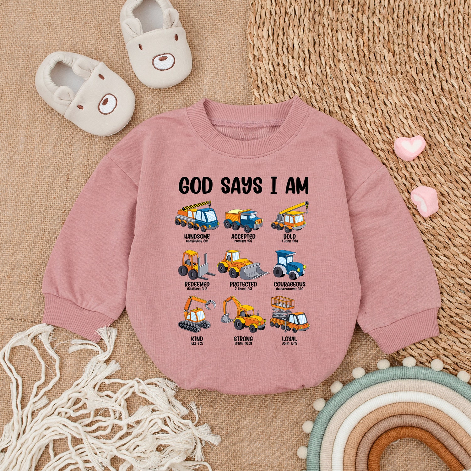 God Says I Am Baby Christian Bodysuit Gender Reveal Outfit Baby Shower Gift Baptism Romper image 2