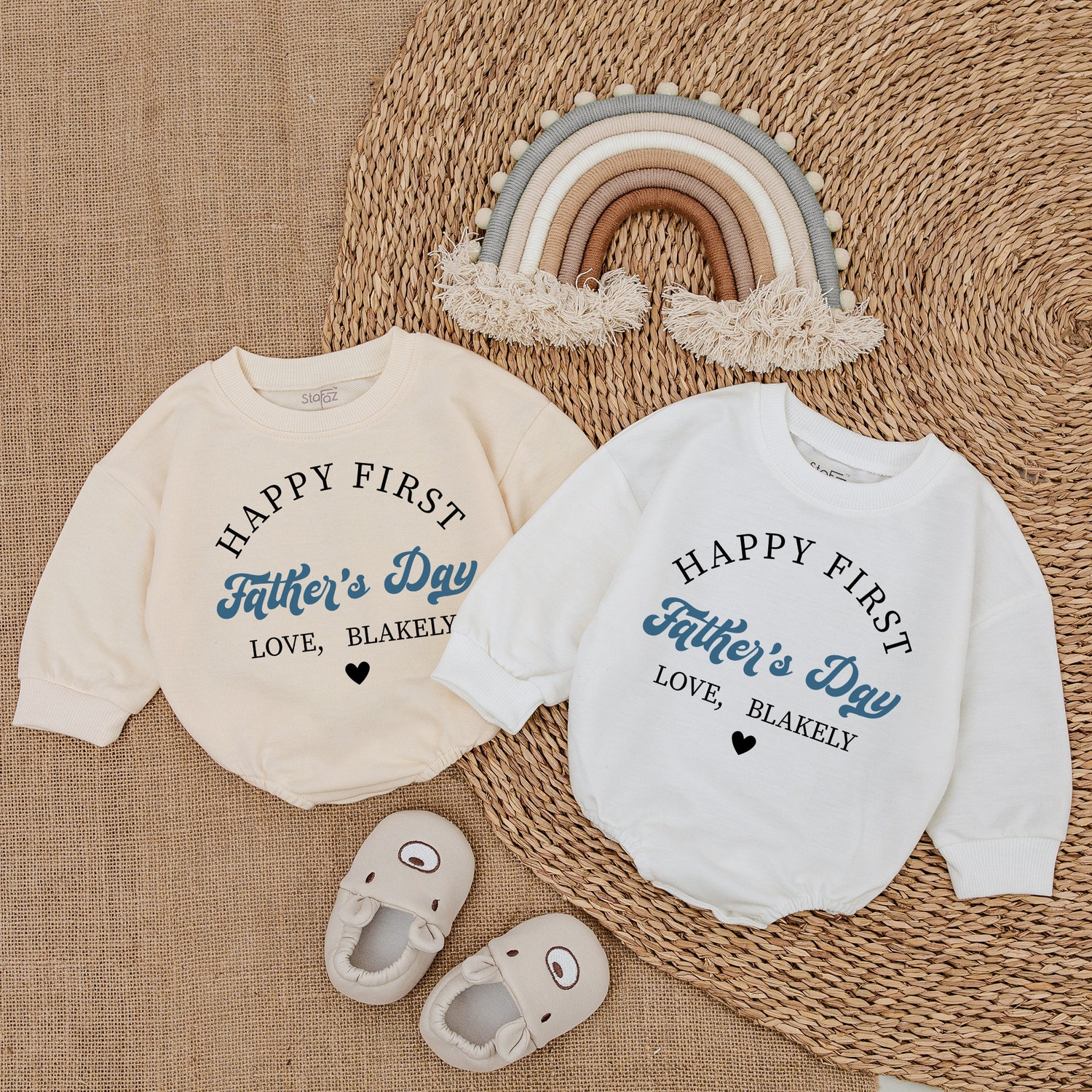 Happy First Father's Day Baby Romper Father's Day Gift Baby Outfit Newborn Bodysuit image 2