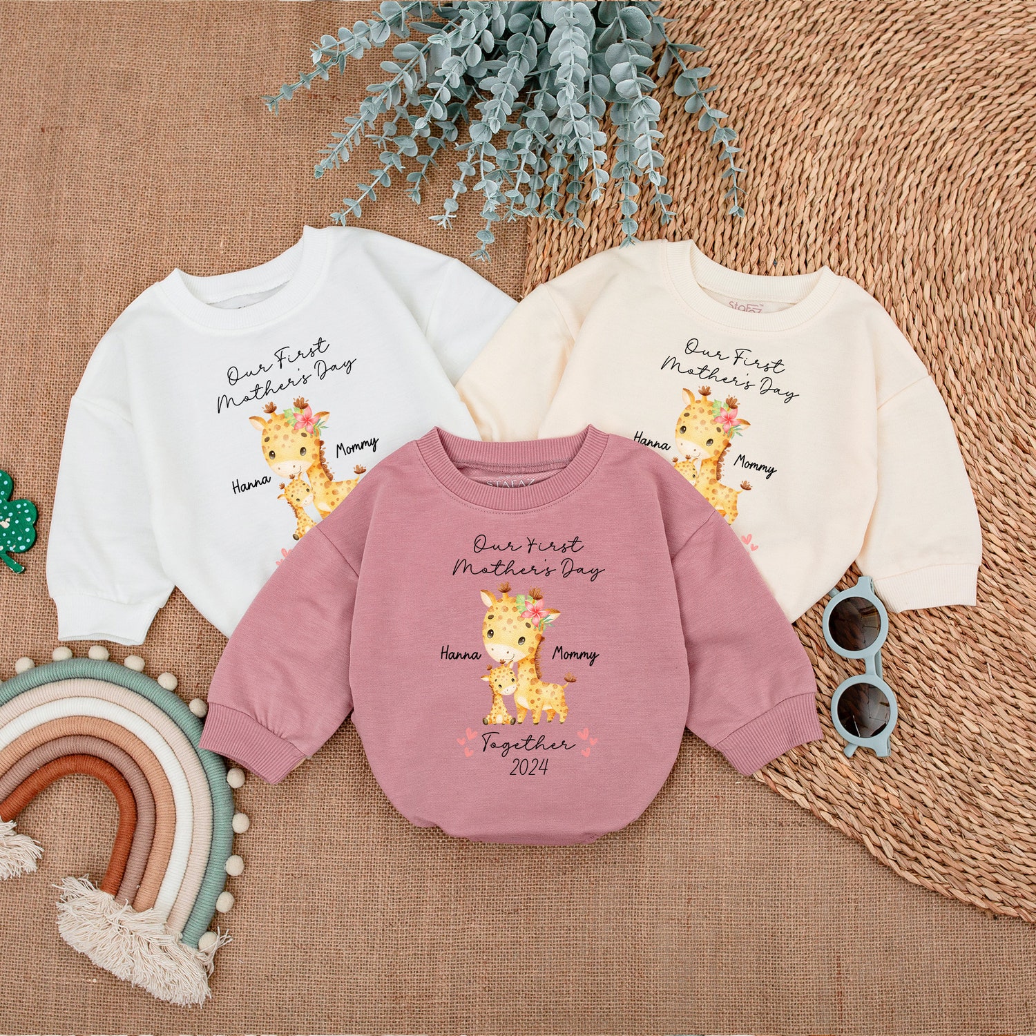 Personalized First Mothers Day Baby Romper Custom Newborn Bodysuit Mother's Day Outfit image 2