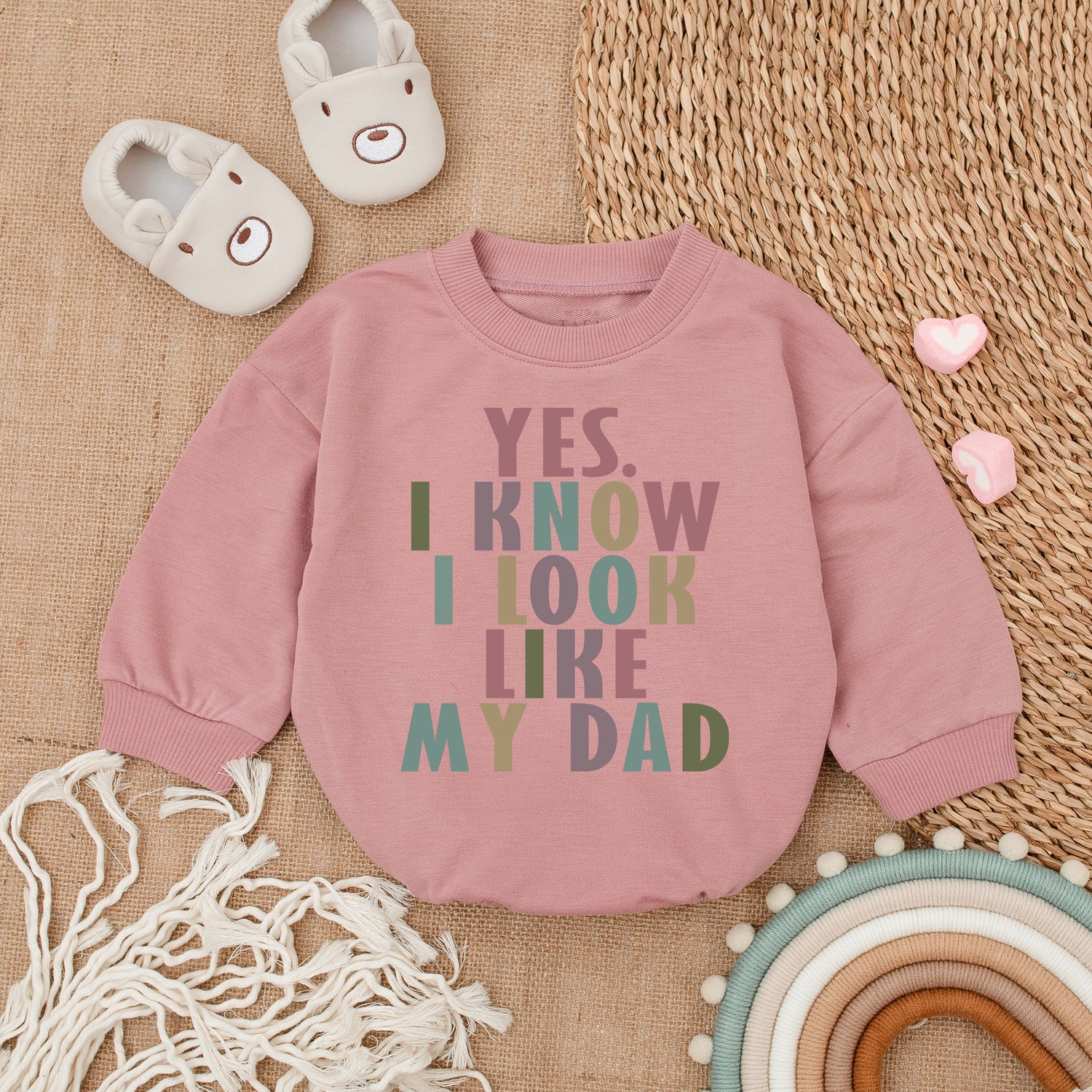 I Know I Look Like My Dad Romper Daddy & Me Bodysuit Baby Girl Outfit Gift for Baby image 2