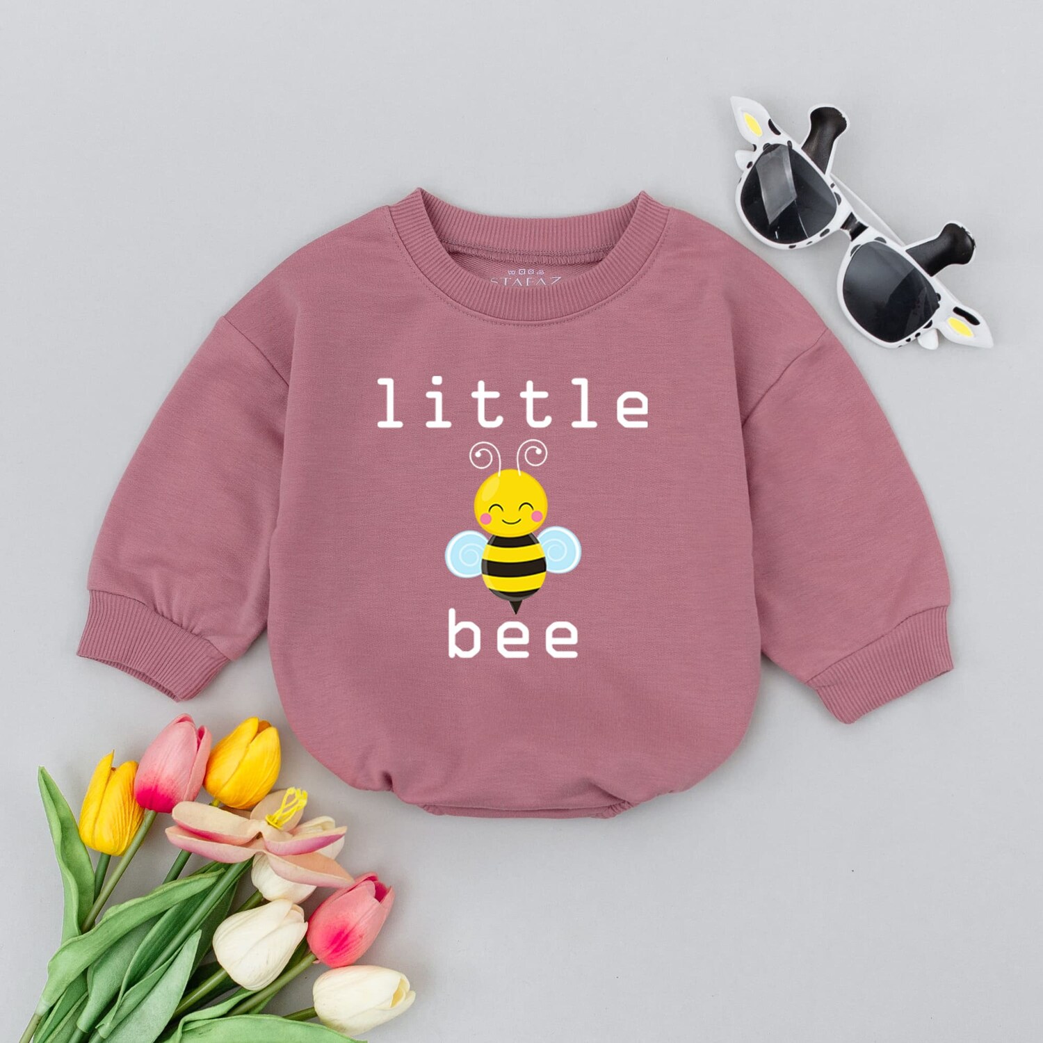 Little Bee Baby Romper Unisex Baby Outfit for Baby Shower Gender Neutral Bumble Bee Romper image 1