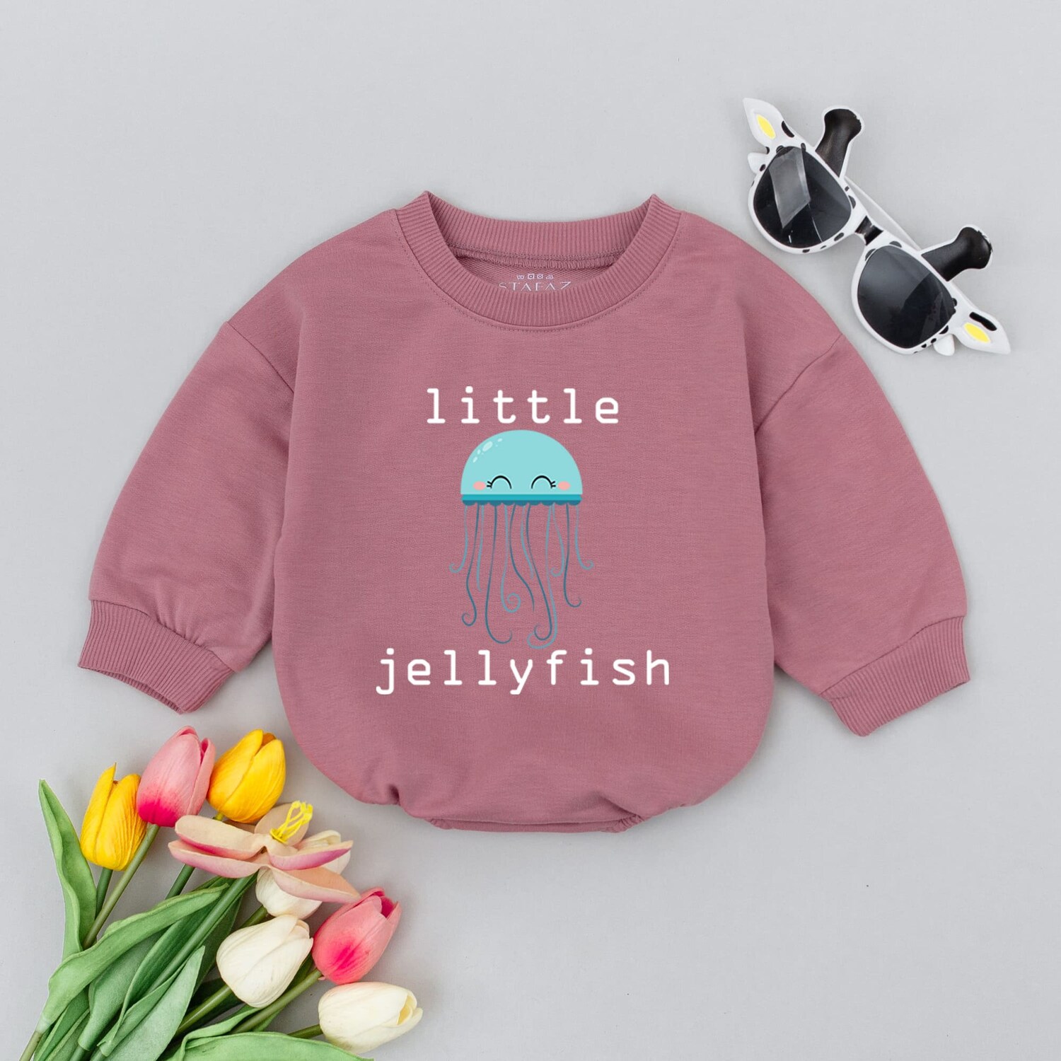 Little Jellyfish Baby Romper Unisex Baby Outfit Minimalist Gender Neutral Baby Shower Gift image 2