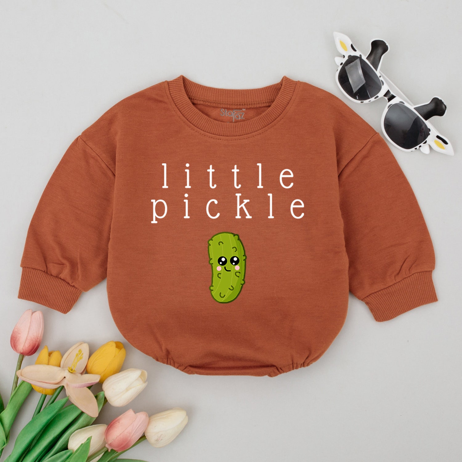 Little Pickle Baby Romper Bodysuit Cute Vegan Baby Jumpsuit Funny Pickle One Piece Gift image 3