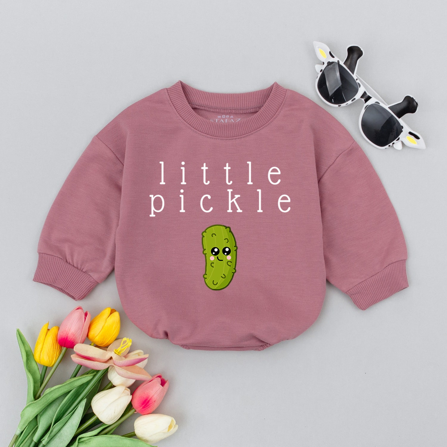 Little Pickle Baby Romper Bodysuit Cute Vegan Baby Jumpsuit Funny Pickle One Piece Gift image 2