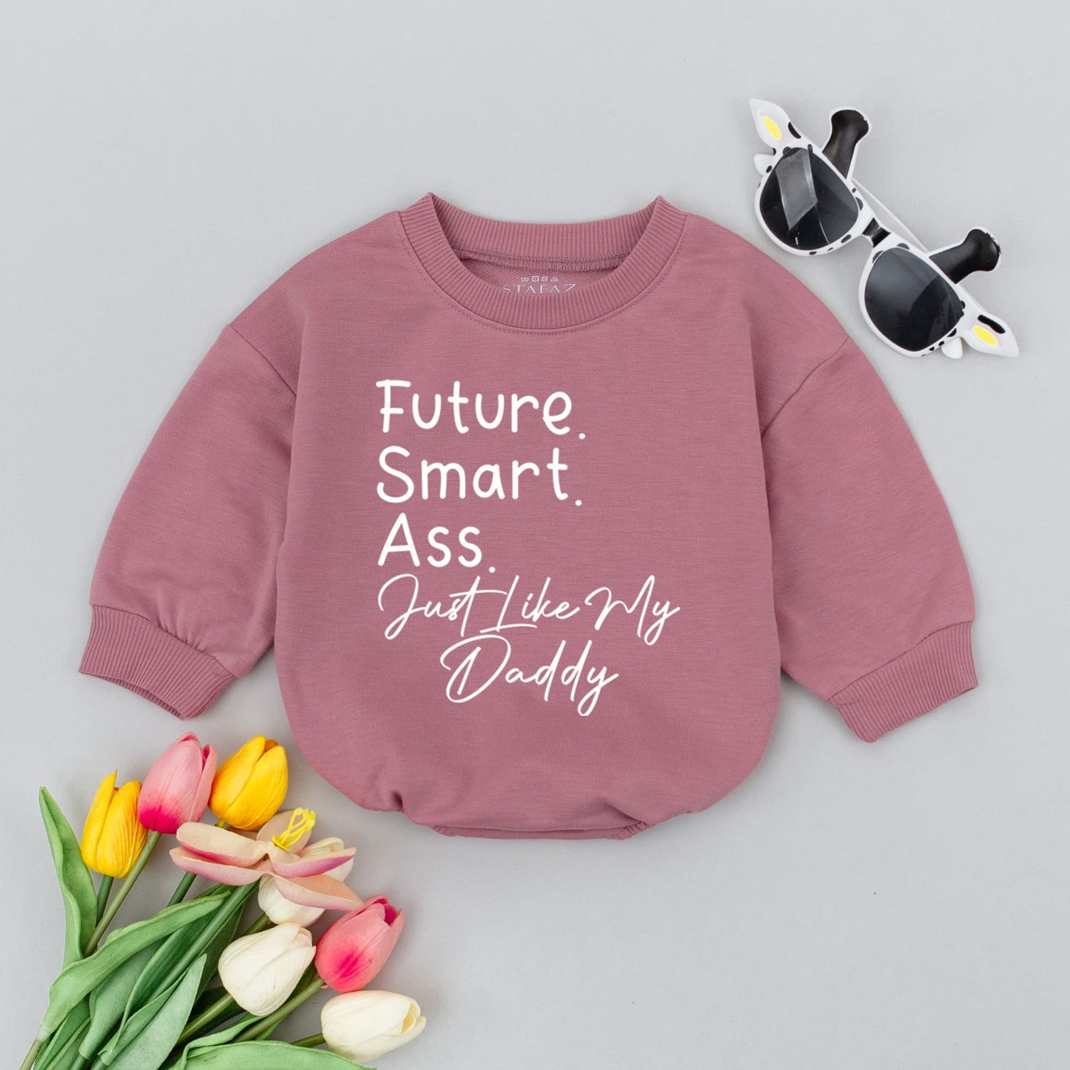 Future Smart Ass Like Daddy Baby Romper Funny Bodysuit Baby Shower Gift New Dad Baby Clothes image 1