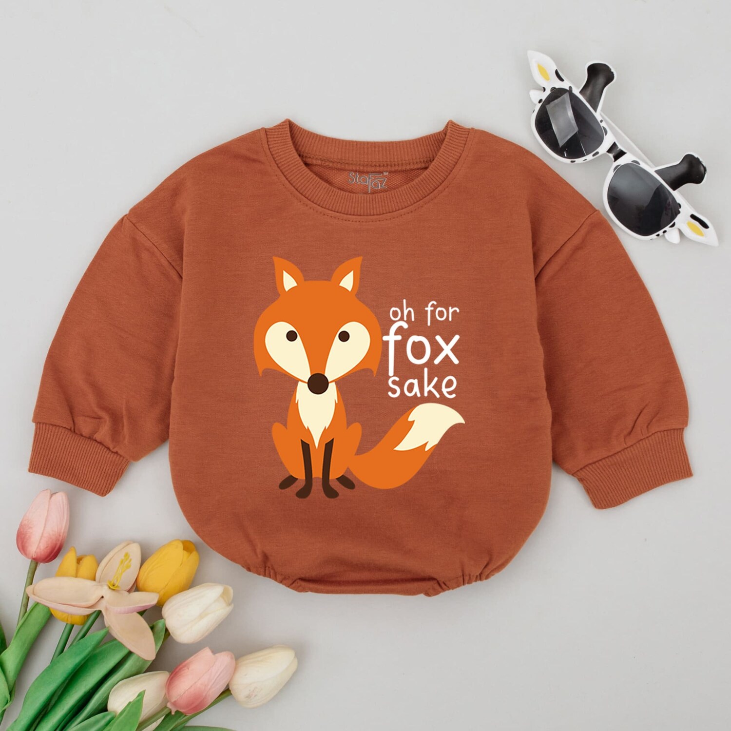 Oh For Fox Sake Funny Baby Bodysuit Fox Baby Romper Hipster Woodland Baby Clothes image 2