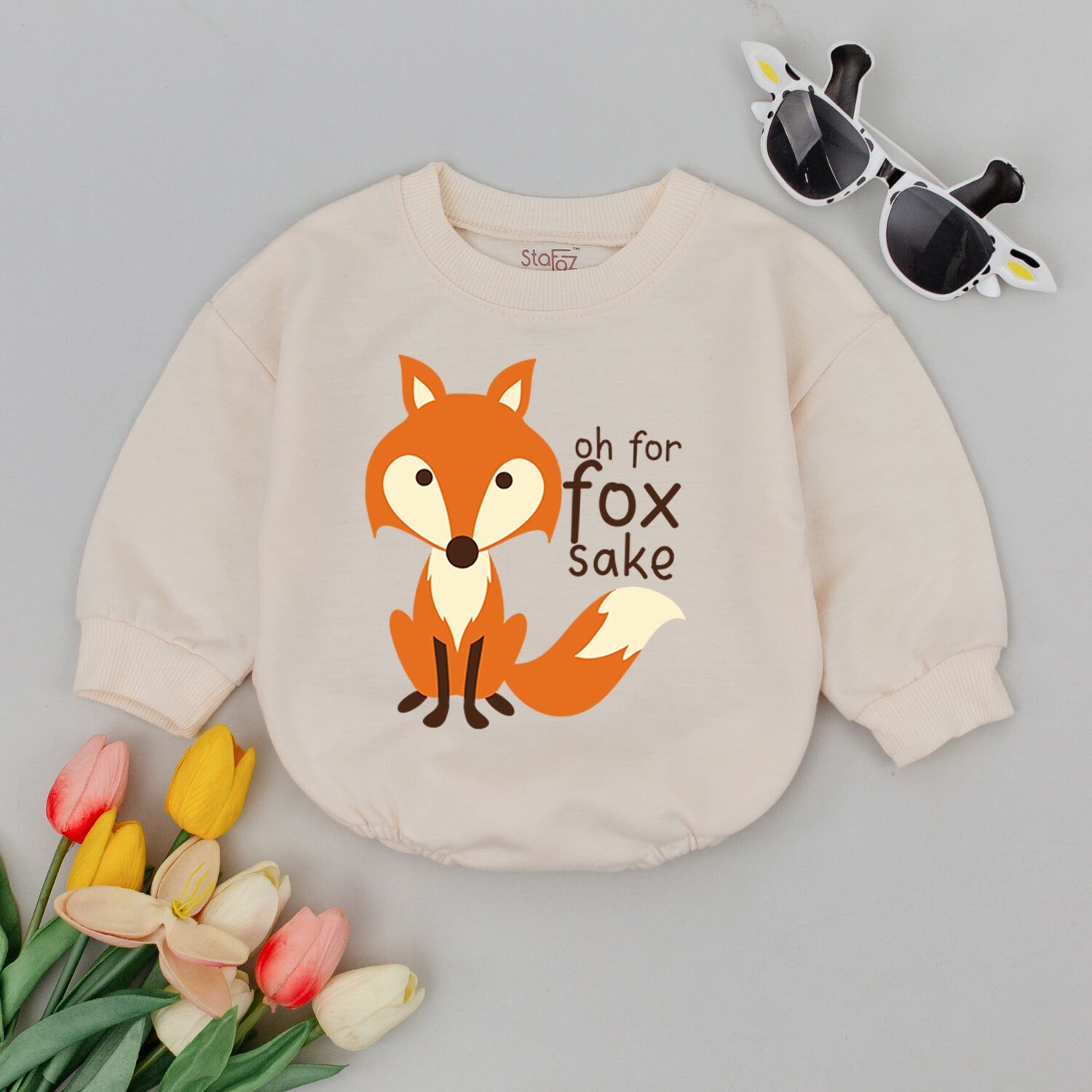 Oh For Fox Sake Funny Baby Bodysuit Fox Baby Romper Hipster Woodland Baby Clothes image 1