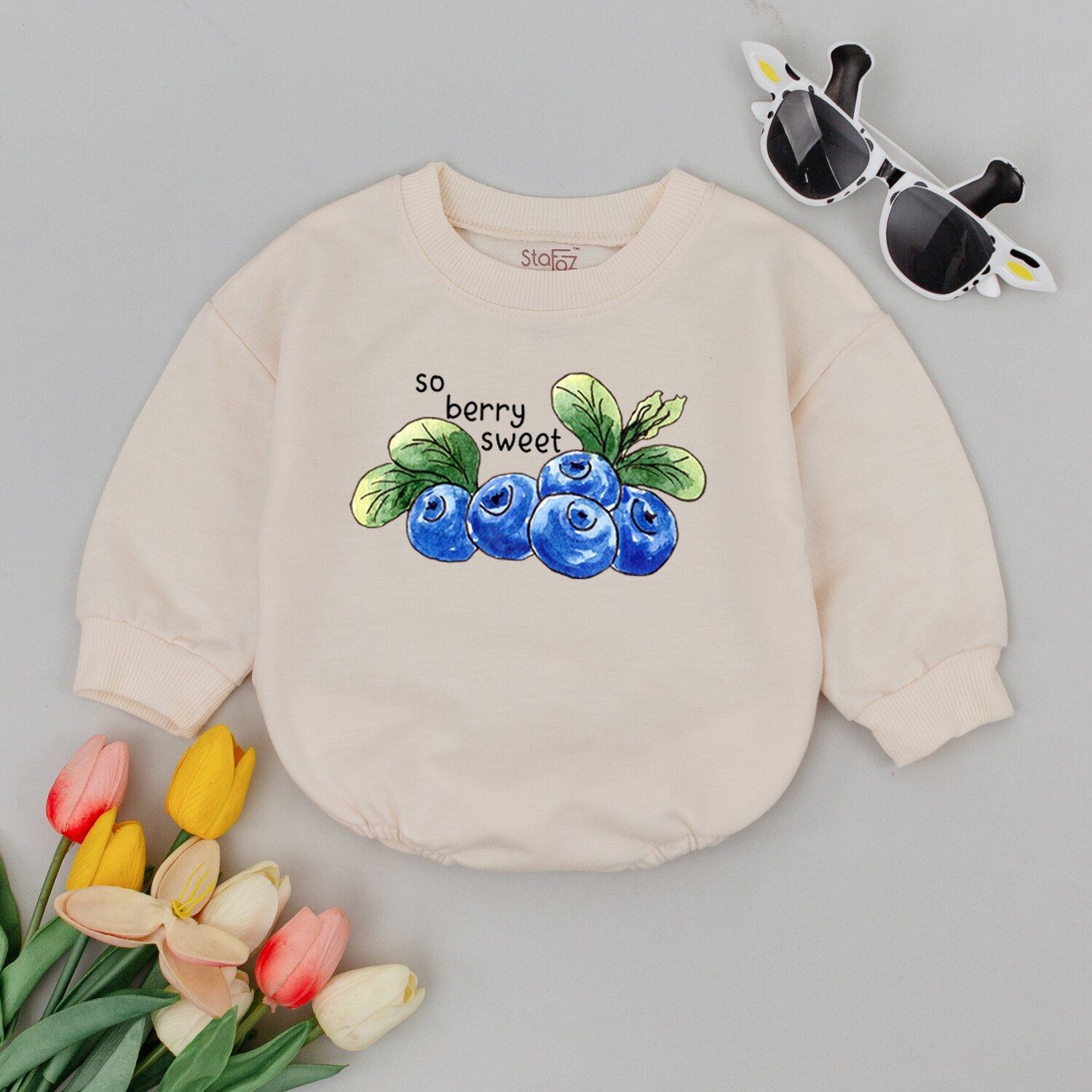 So Berry Sweet Blueberry Baby Bodysuit Cute Neutral Baby Romper Minimalist Baby Shower Gift image 1