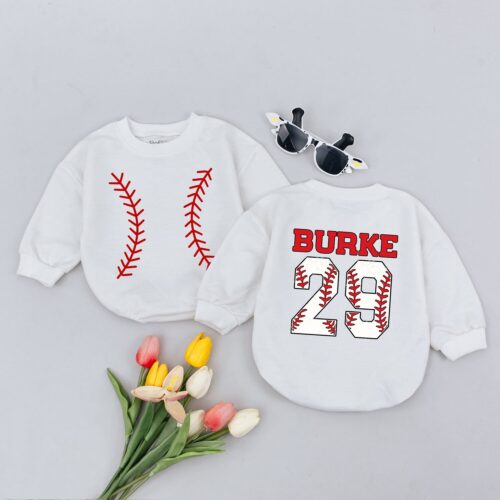 Custom Personalized Baseball Jersey Bodysuit Baby Clothes with Name & Number Baseball Baby Outfit image 0