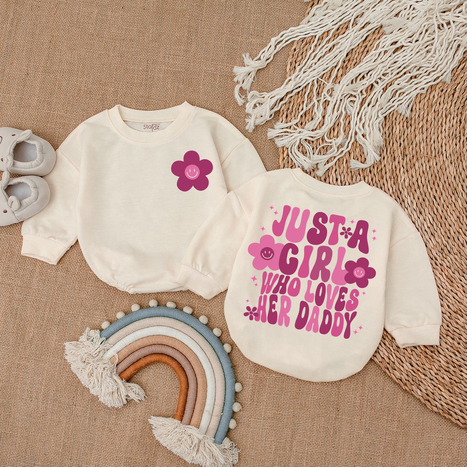 Just A Girl Who Loves Her Daddy Romper Daddy & Me Bodysuit Baby Girl Outfit Gift image 1