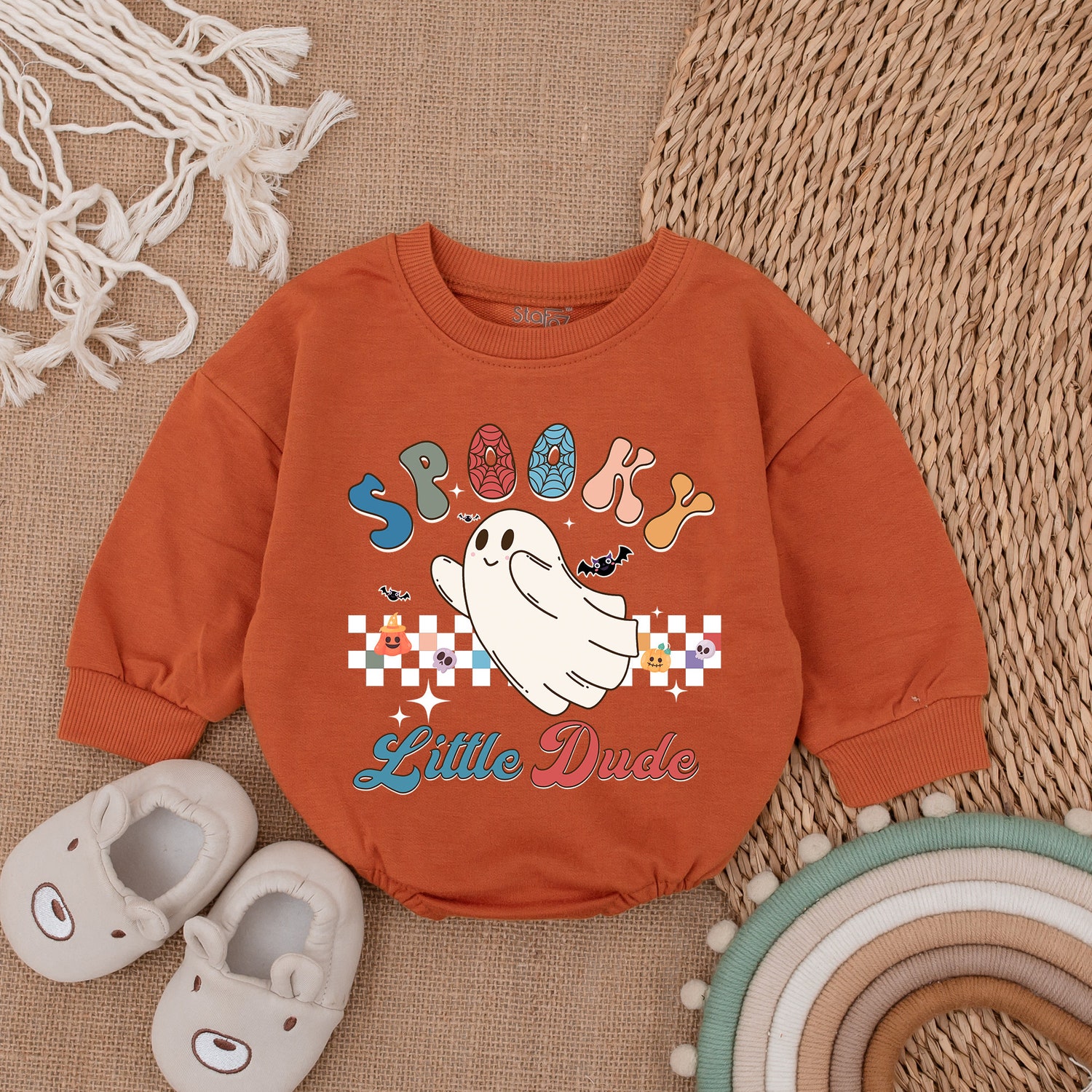 Spooky Baby Ghost Bodysuit My First Halloween Outfit Infant Halloween Romper Baby Boy Clothes image 3