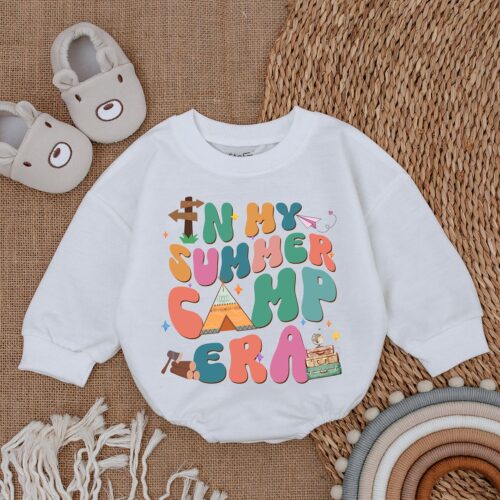 In My Camping Era Baby Romper Summer Vacation Baby Bodysuit Newborn Boy Outfit image 0