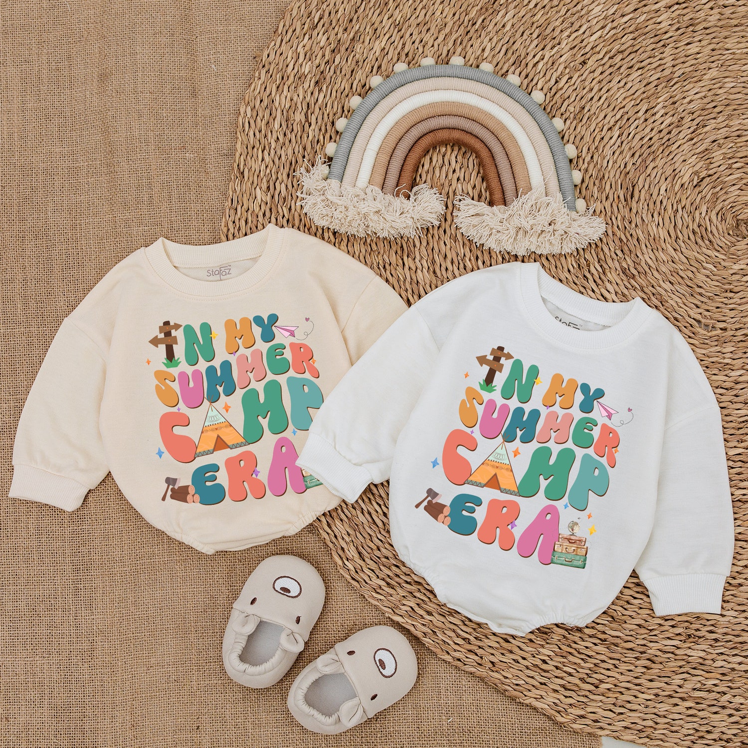 In My Camping Era Baby Romper Summer Vacation Baby Bodysuit Newborn Boy Outfit image 2