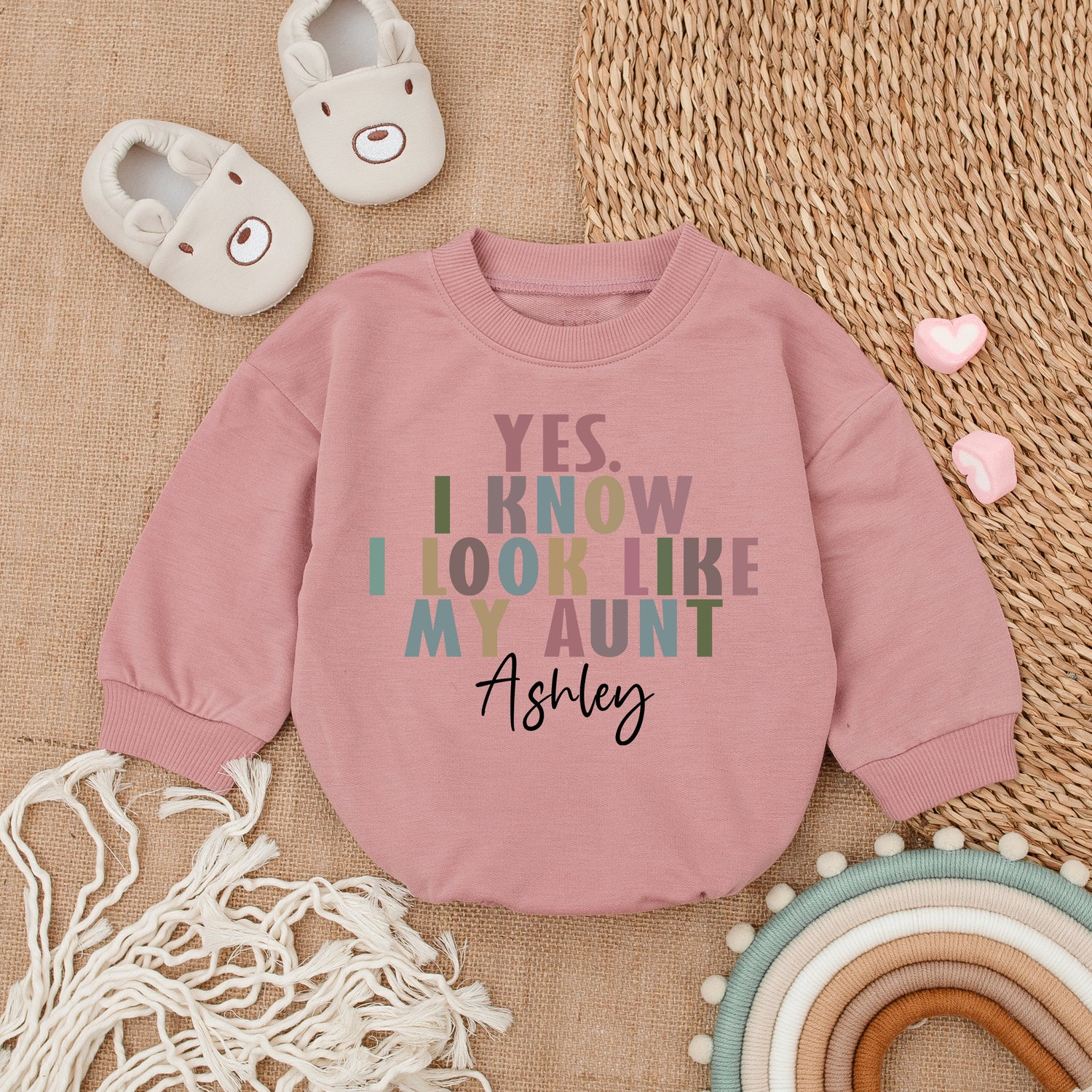 Custom Auntie Baby Romper Newborn Gift from Aunt Pregnancy Announcement Baby Clothes image 2