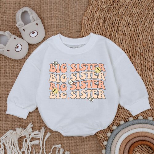 Big Sister Baby Romper Newborn Bodysuit Pregnancy Announcement Outfit Infant Baby Clothes image 0