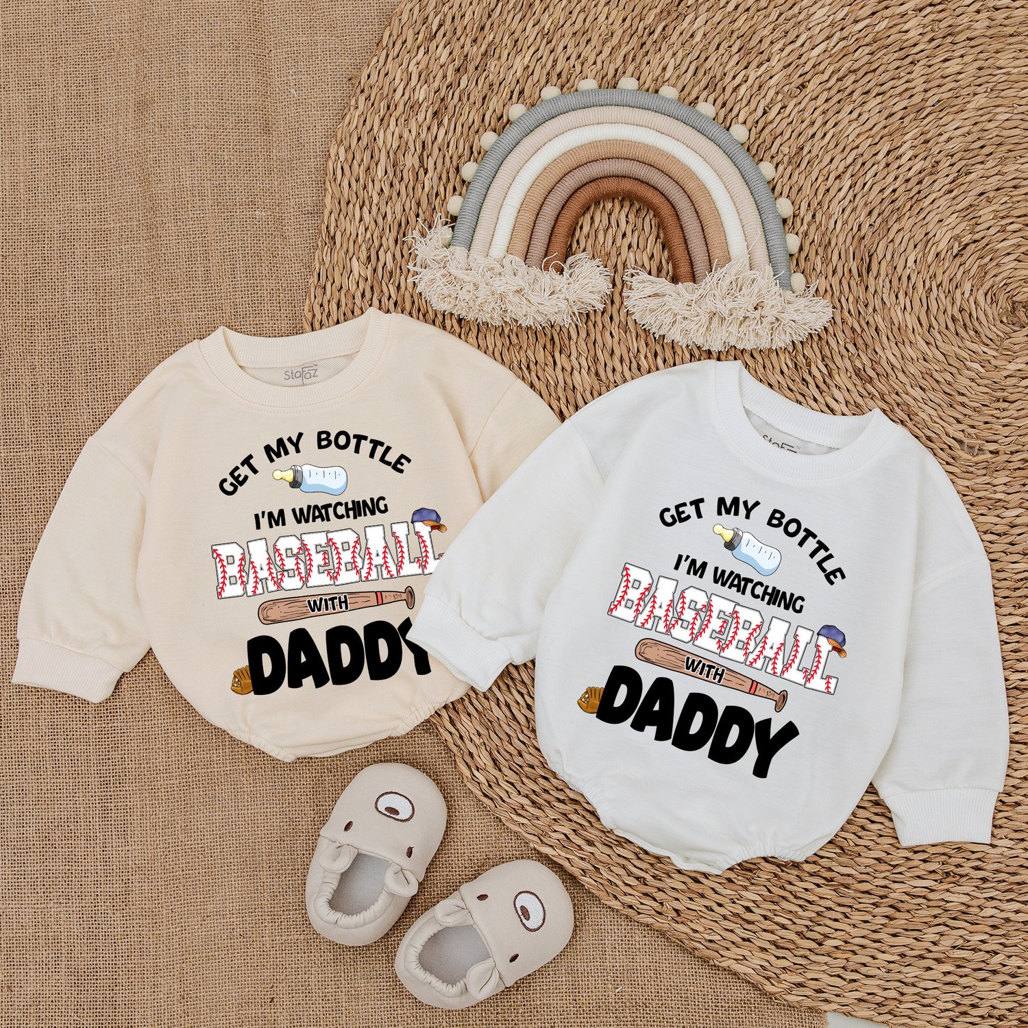 Baseball Fan Baby Romper Baby Shower Gift Daddy & Me Bodysuit Baseball Baby Outfit image 3