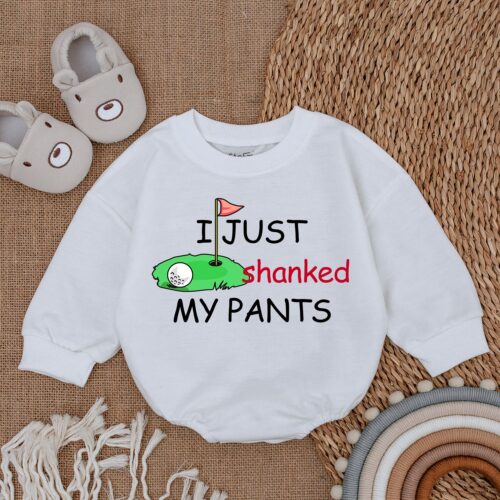 Golf Baby Bodysuit Funny I Just Shanked My Pants Newborn Romper Golfing Baby Outfit Gift image 0