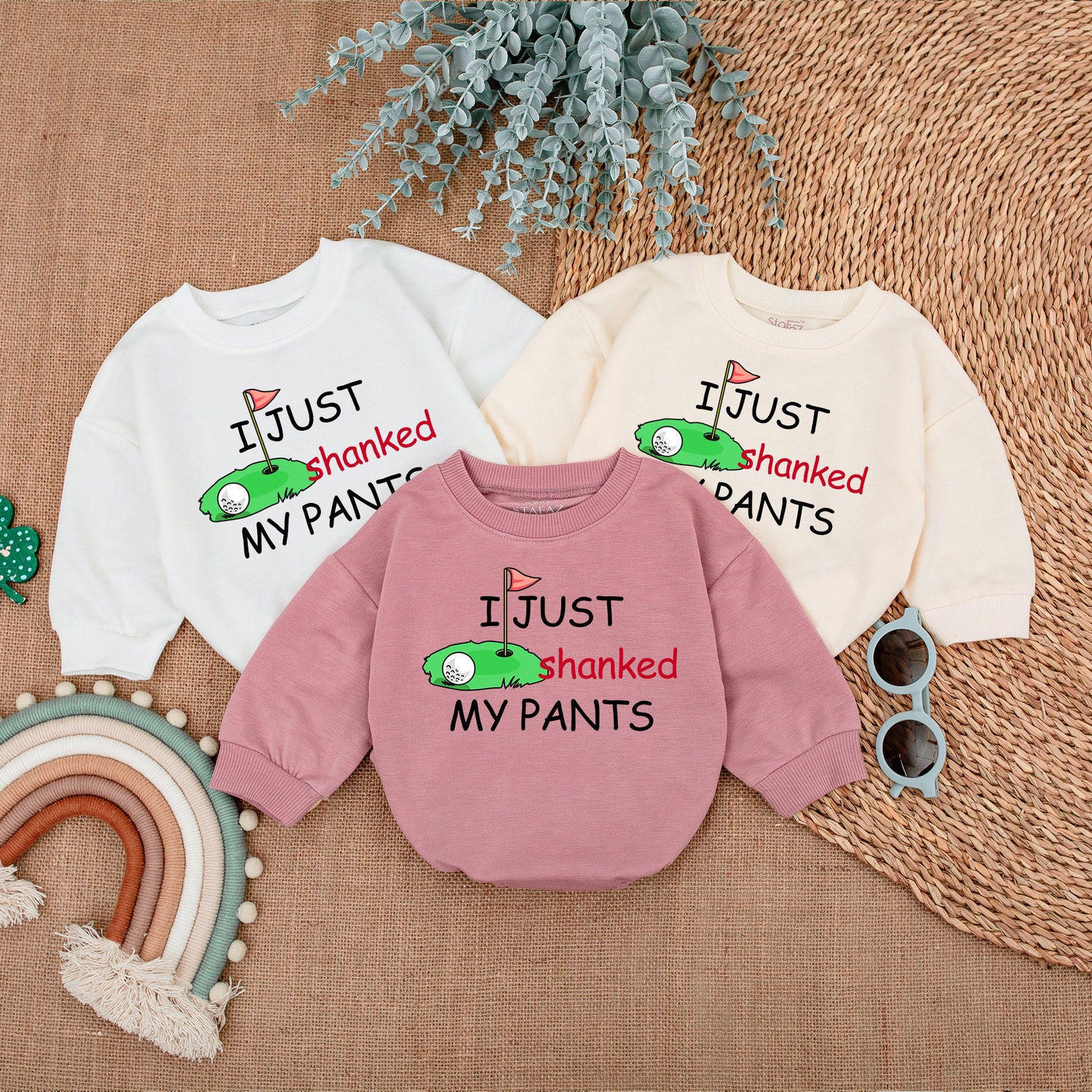 Golf Baby Bodysuit Funny I Just Shanked My Pants Newborn Romper Golfing Baby Outfit Gift image 3