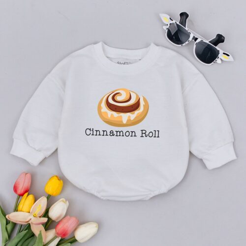 Cinnamon Roll Baby Bodysuit Unisex Food-Themed Outfit Minimalist Baby Romper image 0