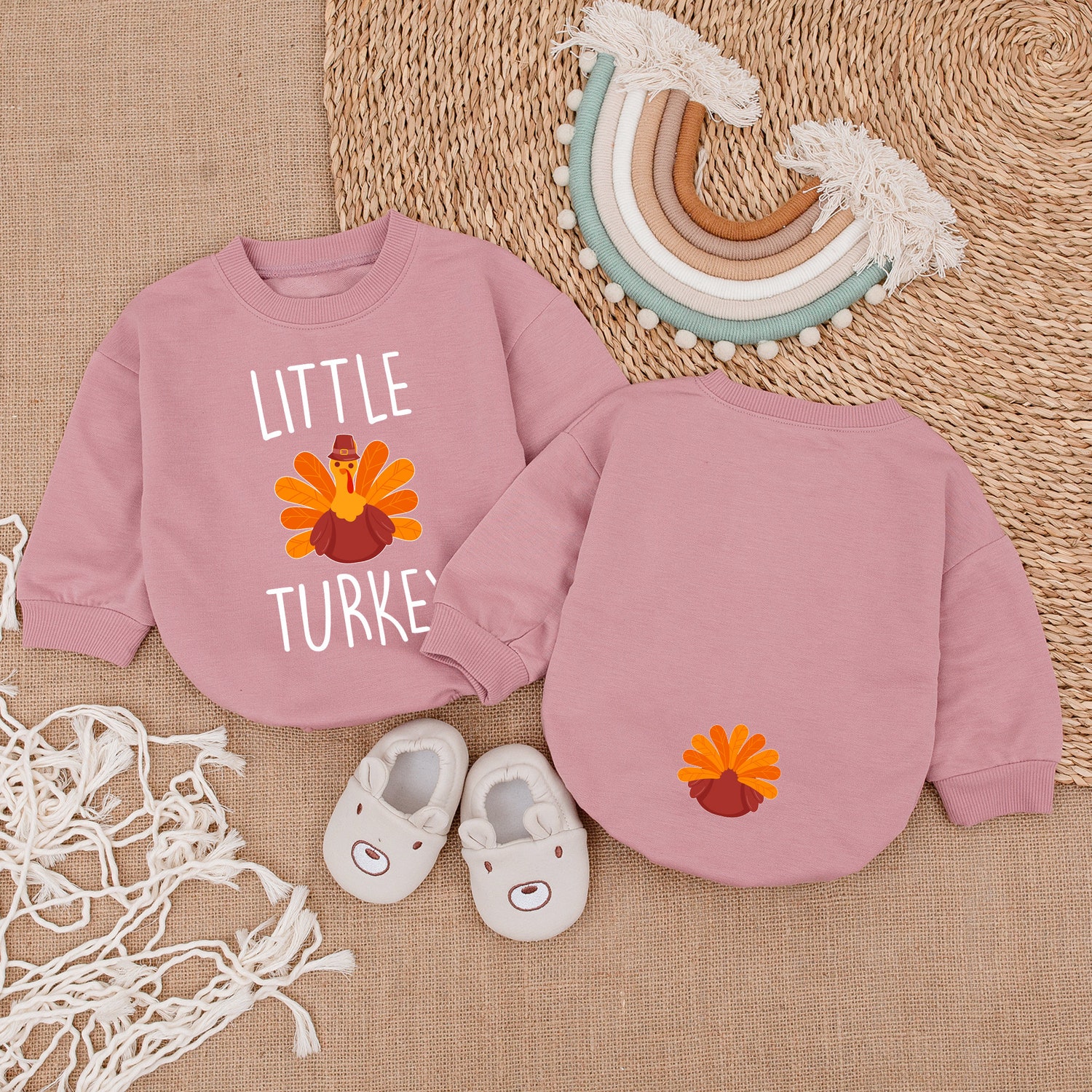 Thanksgiving Little Turkey Romper Infant Outfit for Fall Baby Shower or First Thanksgiving image 3