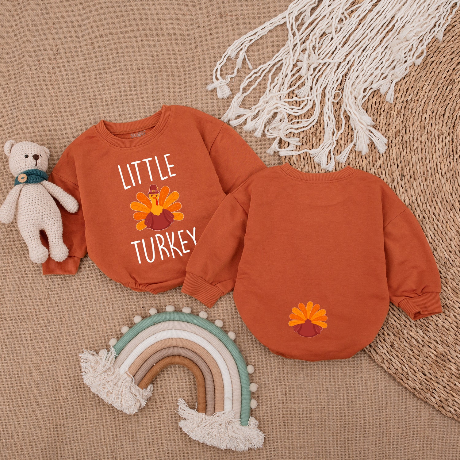 Thanksgiving Little Turkey Romper Infant Outfit for Fall Baby Shower or First Thanksgiving image 4