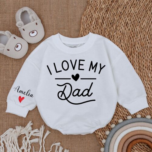 Daddy's Girl Baby Romper Love My Dad Outfit Baby Shower Gift Baby Girl Bodysuit image 0