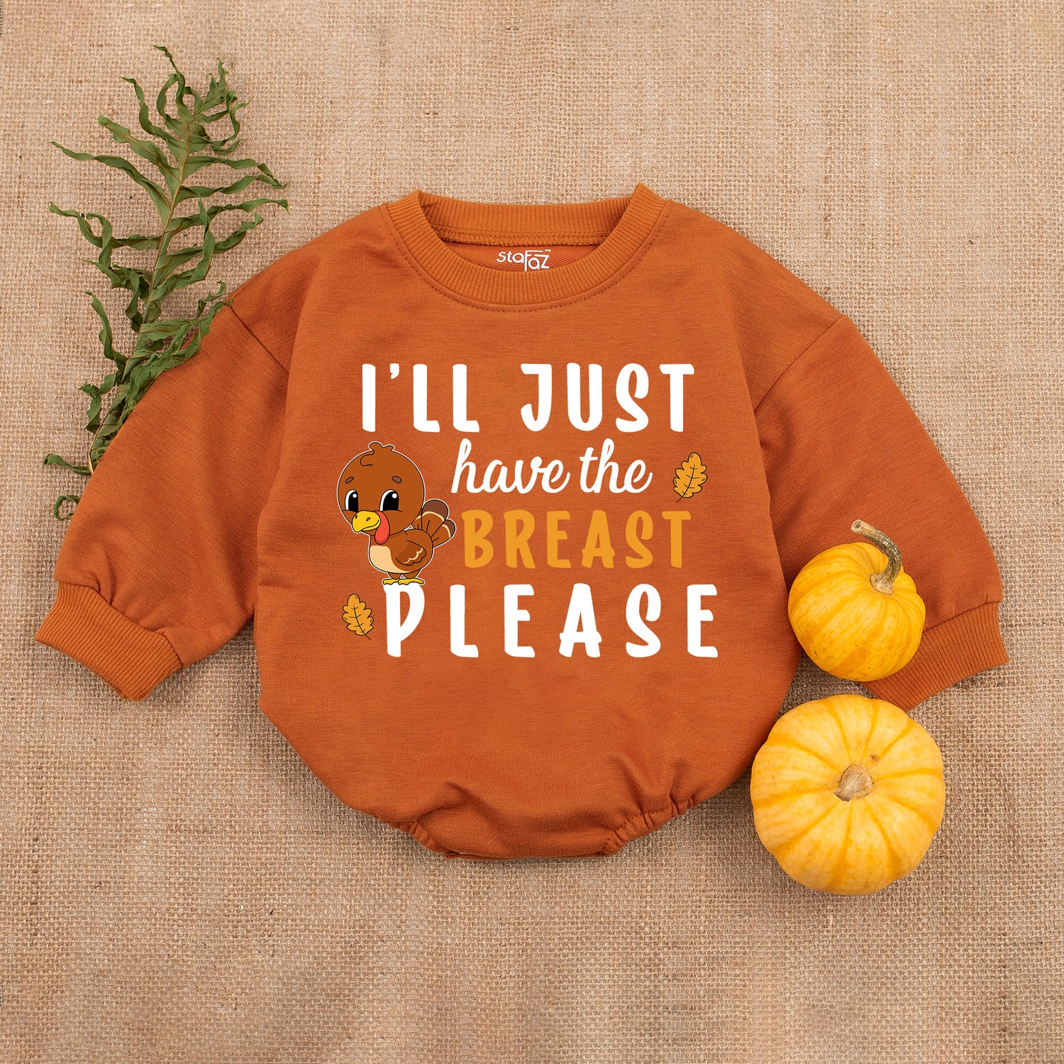 I'll Just Have the Breast Please Romper Thanksgiving Baby Girl Outfit Fall Baby Shower Gift image 3