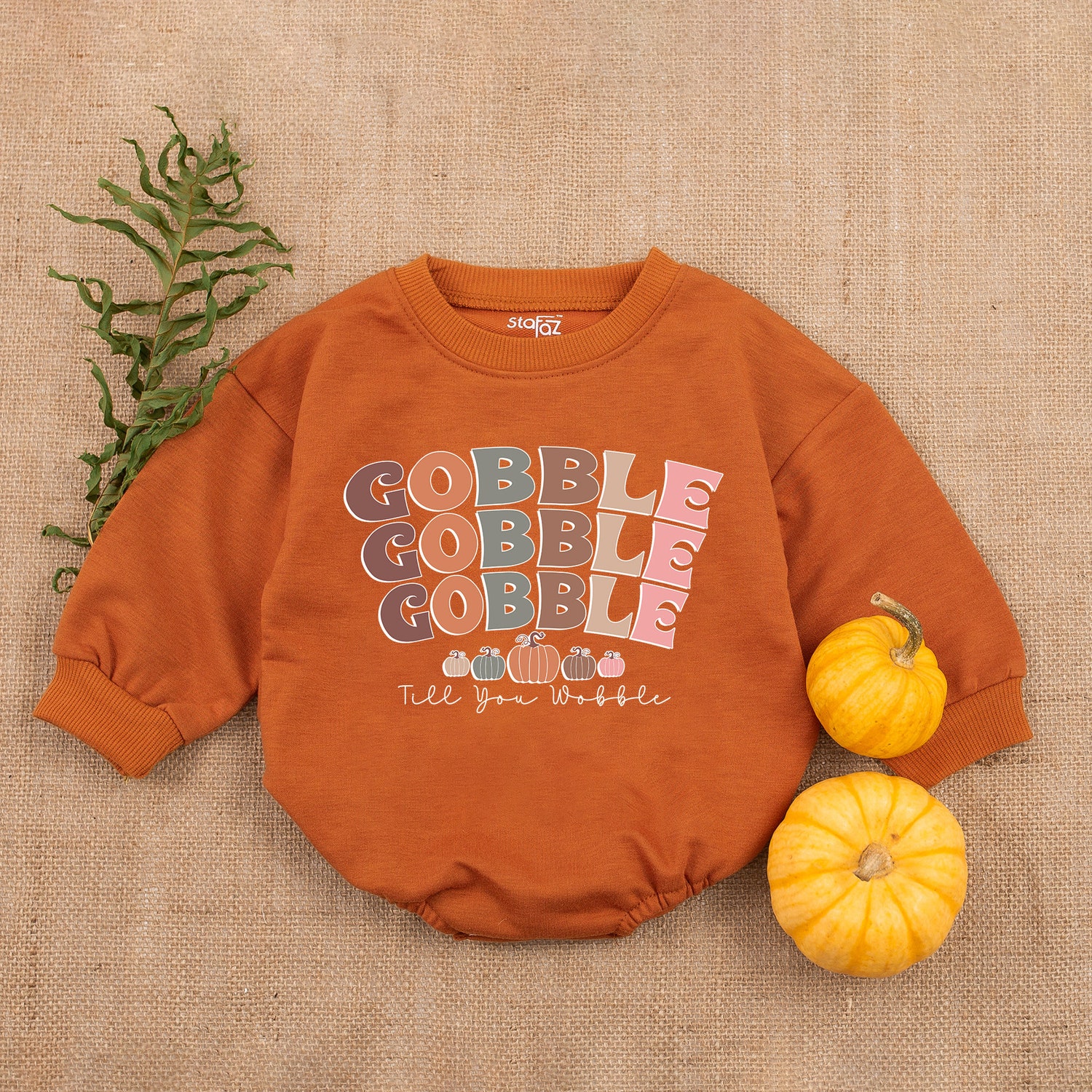 Thanksgiving Baby Romper Gobble Till You Wobble Fall Infant Outfit First Thanksgiving image 3