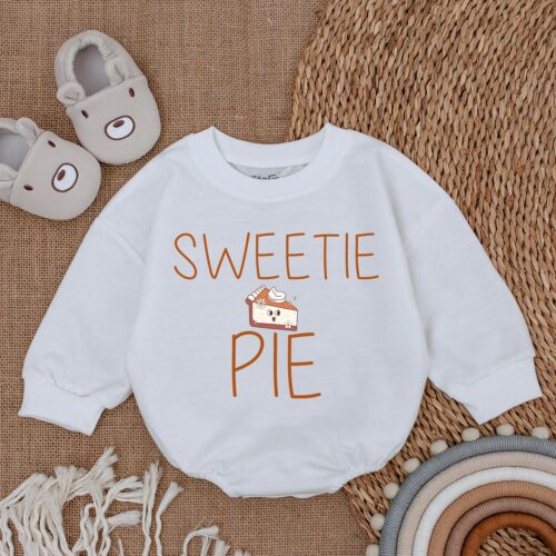 Thanksgiving Baby Romper Sweetie Pie Infant Outfit Fall Baby Girl Clothes First Thanksgiving Bodysuit image 0