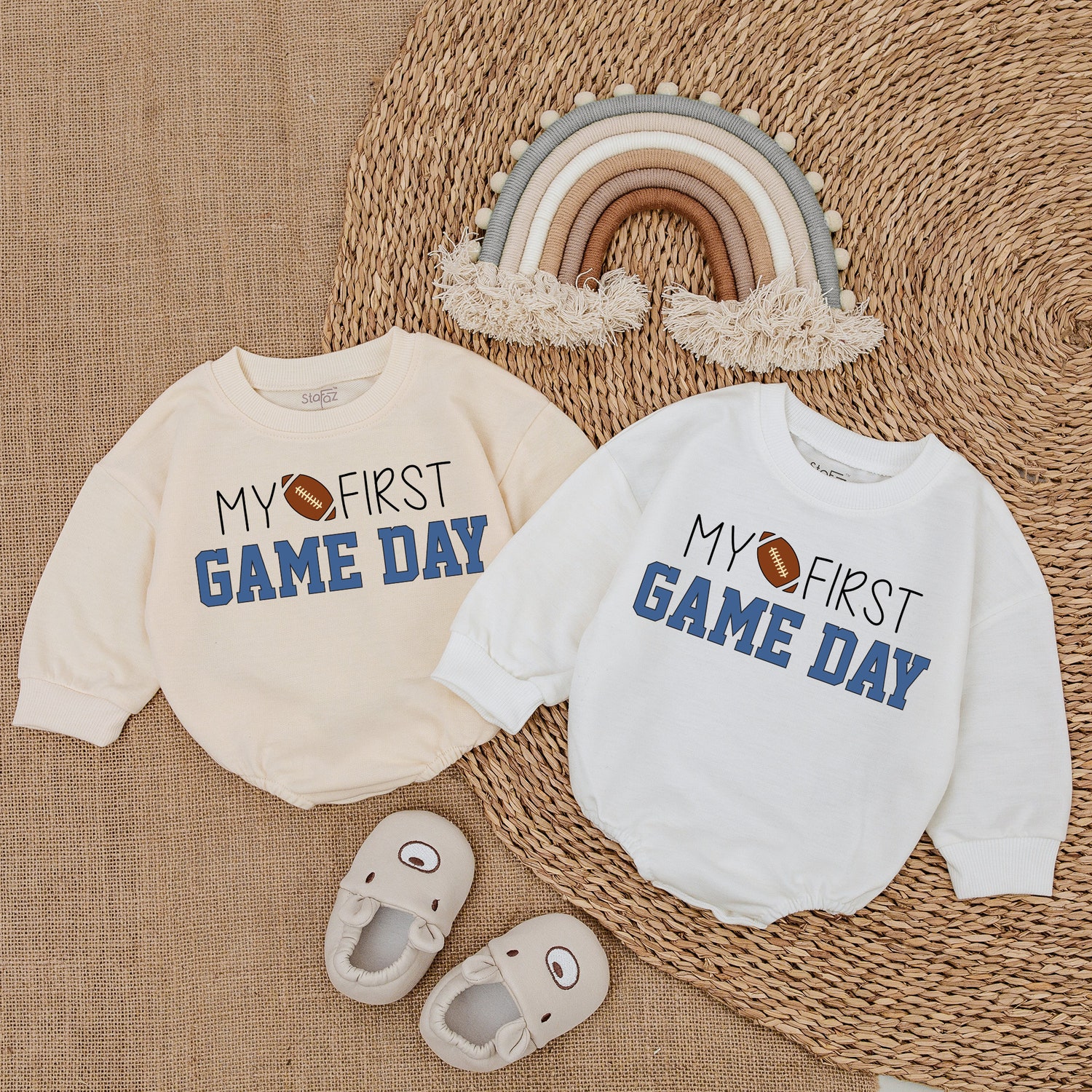 Football Baby Romper First Game Day Outfit Newborn Bodysuit Baby Shower Gift Father's Day image 3