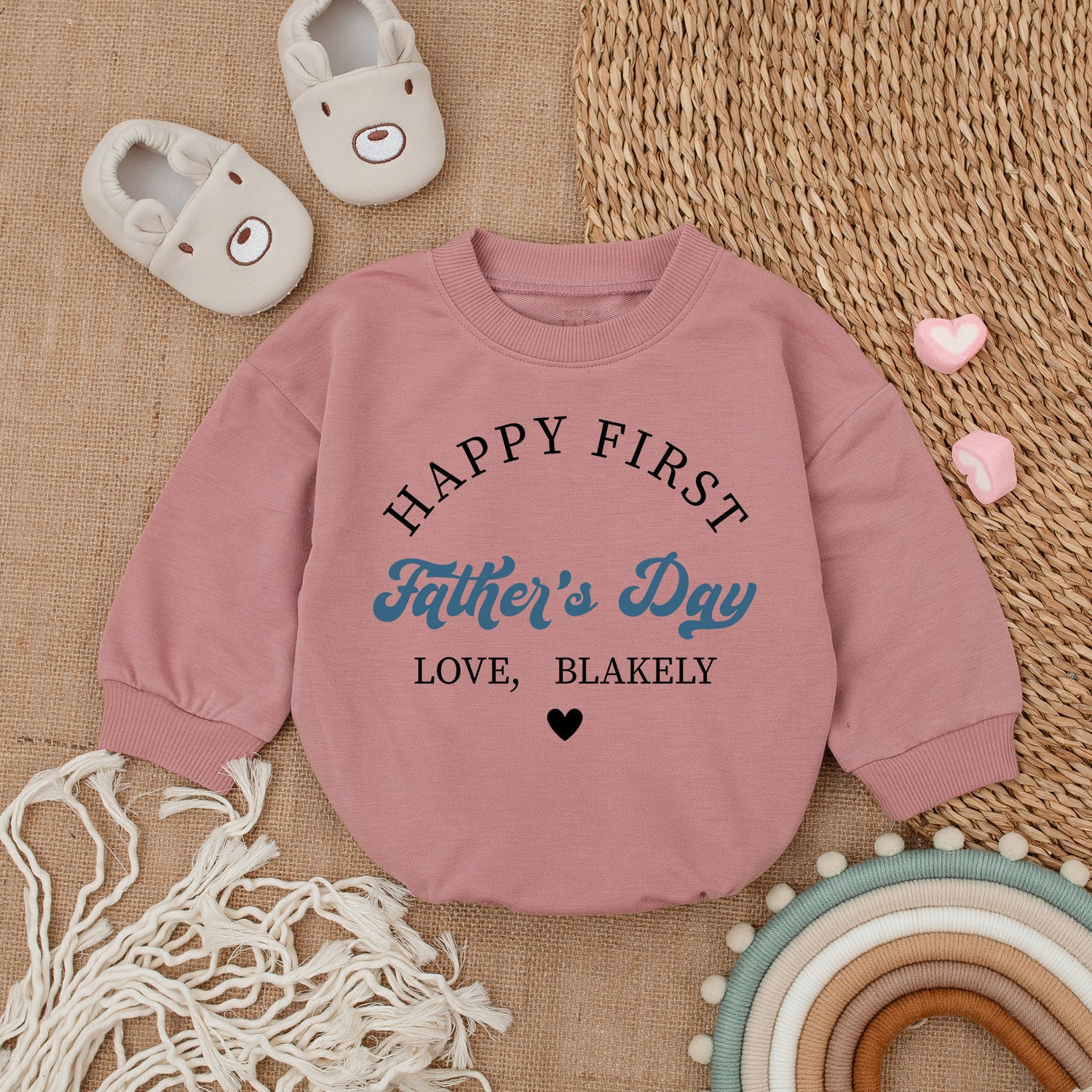 Happy First Father's Day Baby Romper Father's Day Gift Baby Outfit Newborn Bodysuit image 3