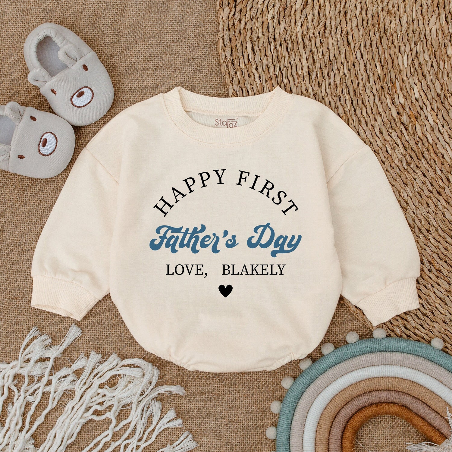 Happy First Father's Day Baby Romper Father's Day Gift Baby Outfit Newborn Bodysuit image 1