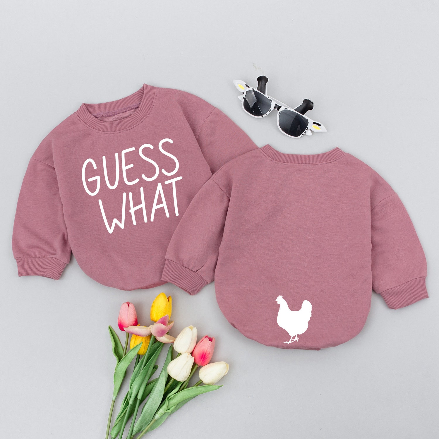 Funny Guess What Chicken Butt Baby Romper Gender Neutral Baby Shower Gift image 3