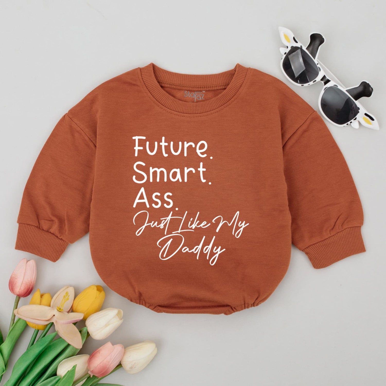 Future Smart Ass Like Daddy Baby Romper Funny Bodysuit Baby Shower Gift New Dad Baby Clothes image 2