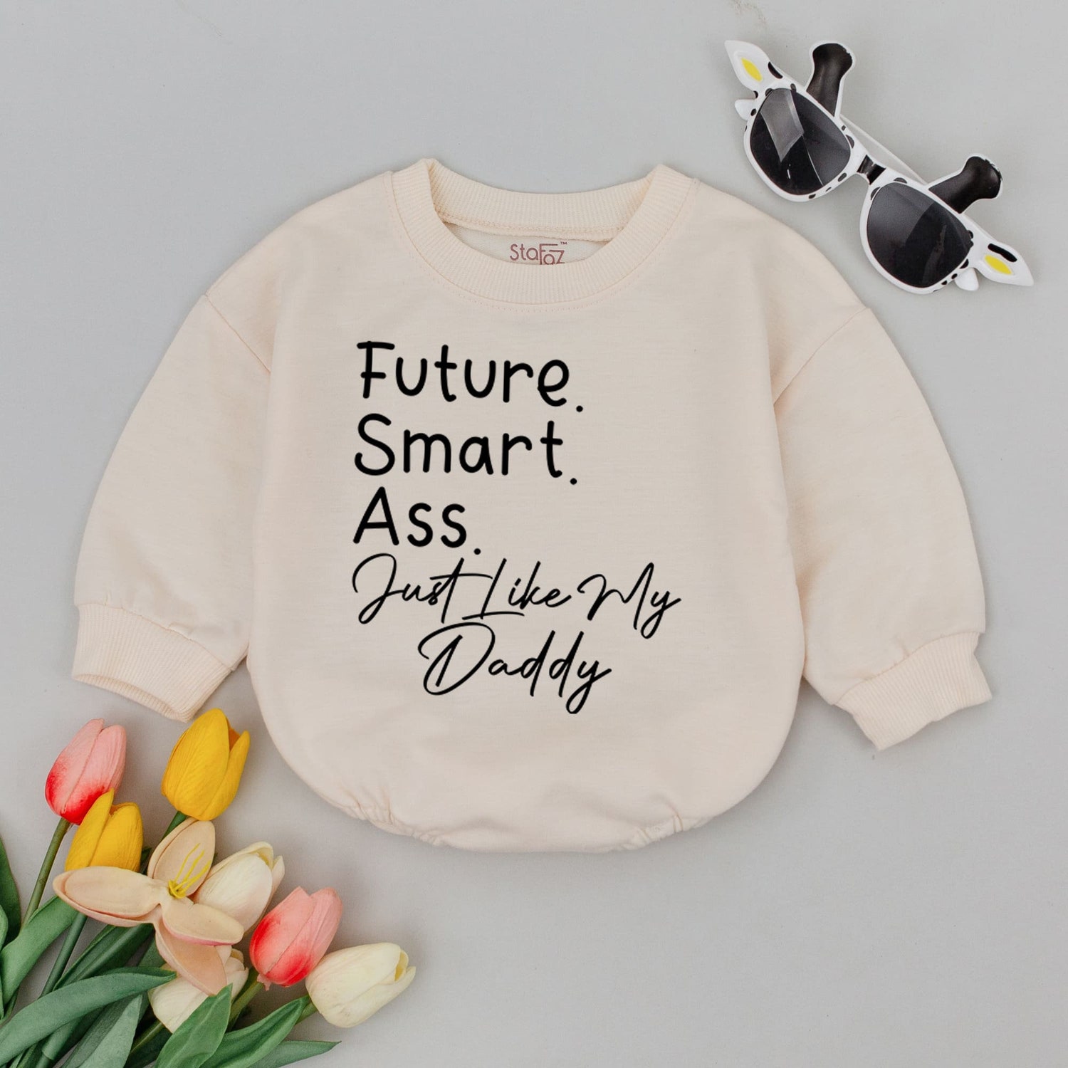 Future Smart Ass Like Daddy Baby Romper Funny Bodysuit Baby Shower Gift New Dad Baby Clothes image 3