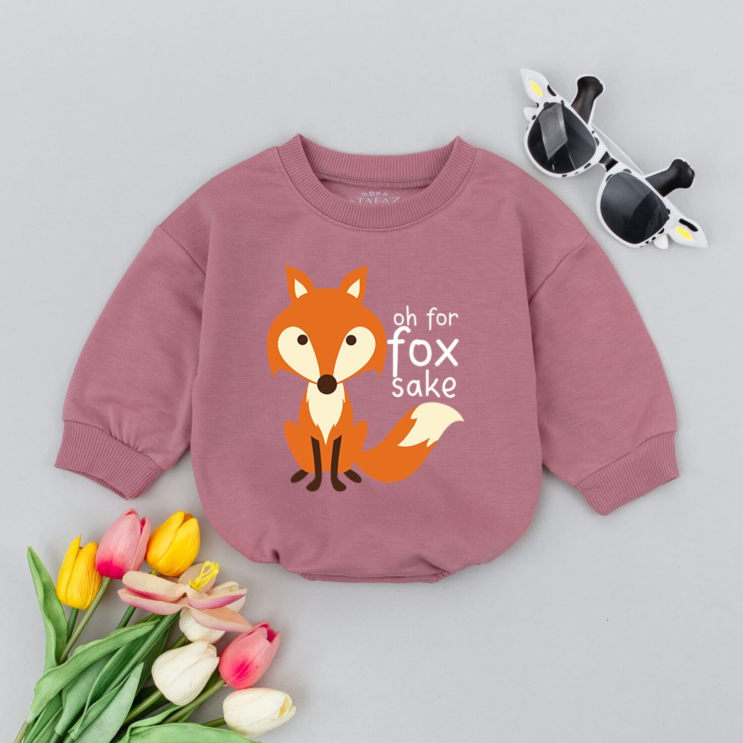 Oh For Fox Sake Funny Baby Bodysuit Fox Baby Romper Hipster Woodland Baby Clothes image 3