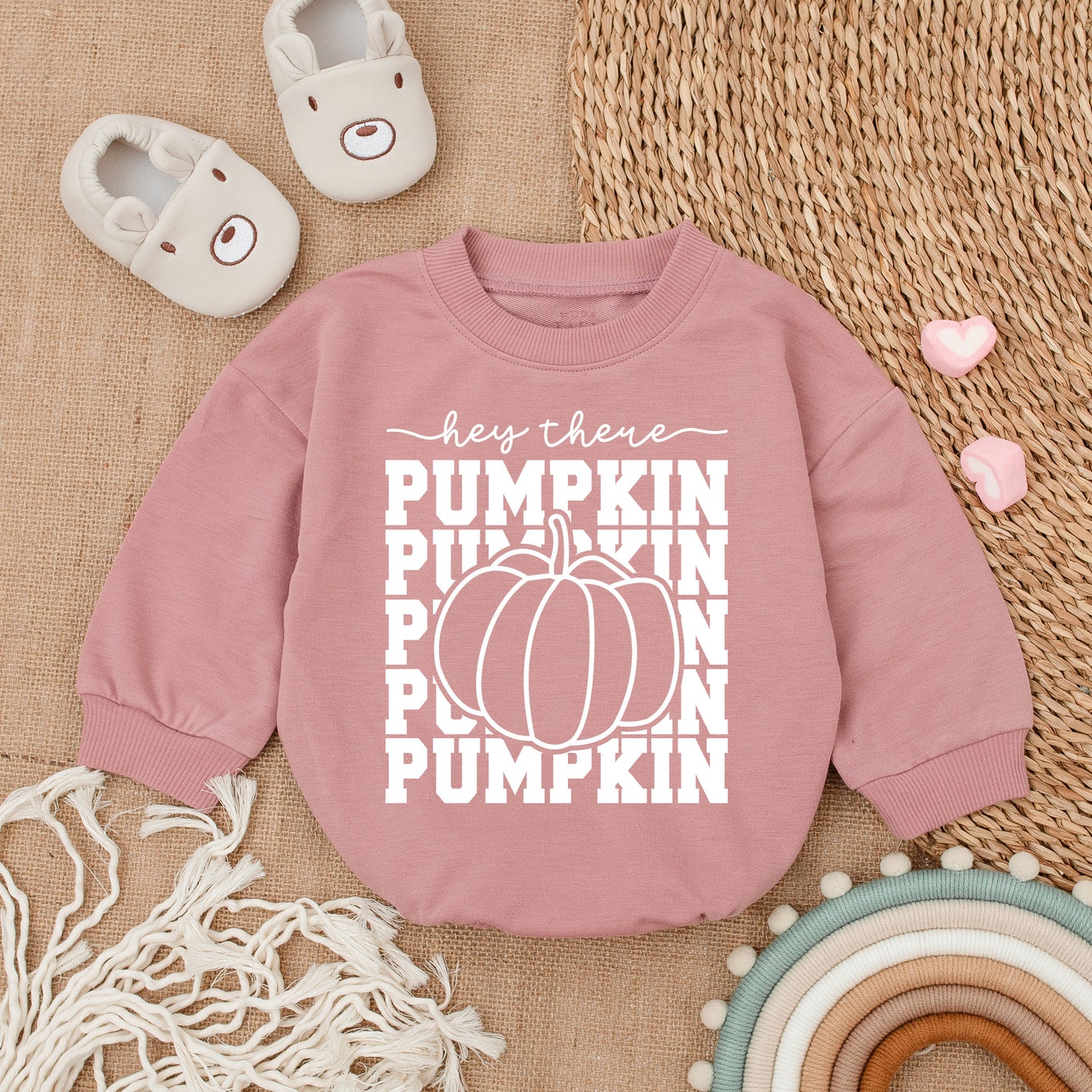 Hey There Pumpkin Baby Romper Thanksgiving Infant Outfit Fall Baby Shower Gift image 2