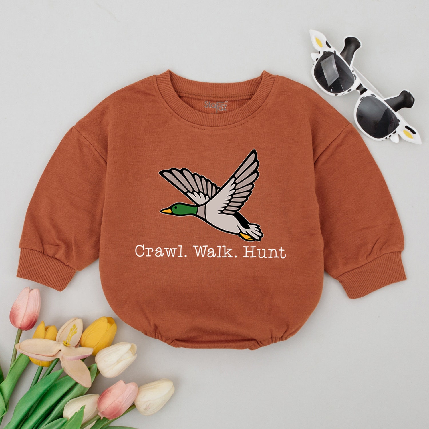 Craw Walk Hunt Baby Romper Duck Hunting Bodysuit Mallard Baby Clothes Baby Shower Gift image 3