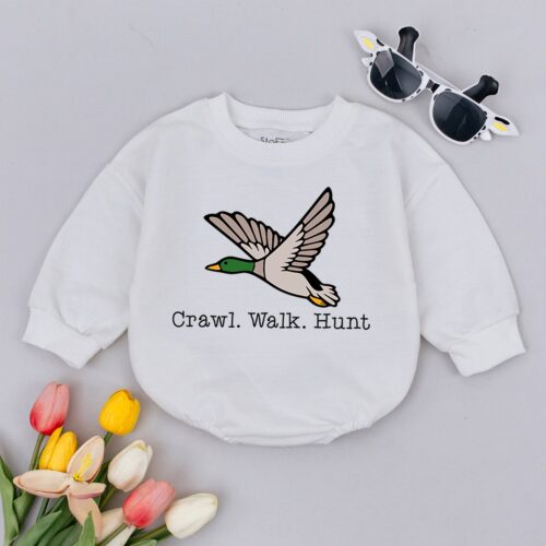 Craw Walk Hunt Baby Romper Duck Hunting Bodysuit Mallard Baby Clothes Baby Shower Gift image 0