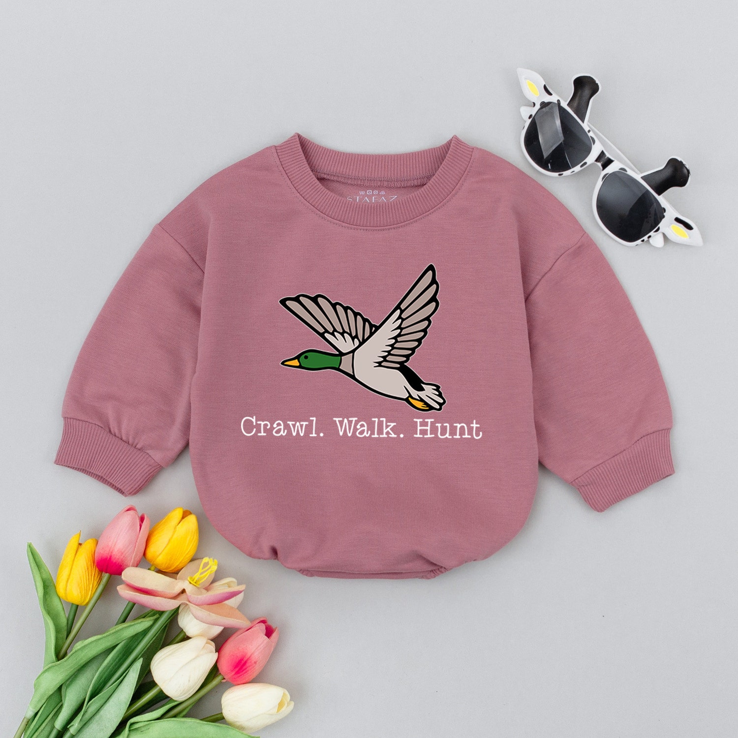 Craw Walk Hunt Baby Romper Duck Hunting Bodysuit Mallard Baby Clothes Baby Shower Gift image 2