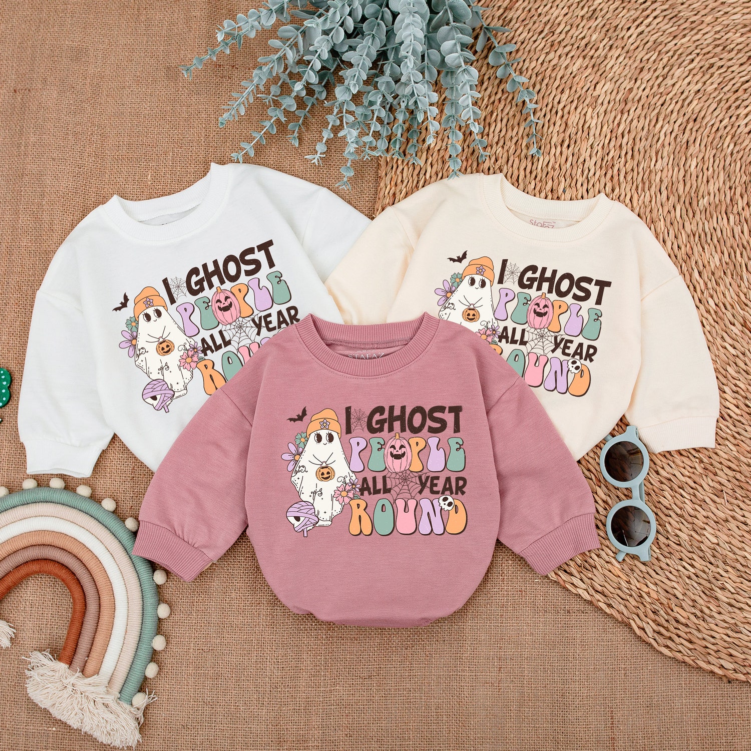 I Ghost People All Year Baby Romper First Halloween Baby Outfit Cute Halloween Baby Clothes image 3