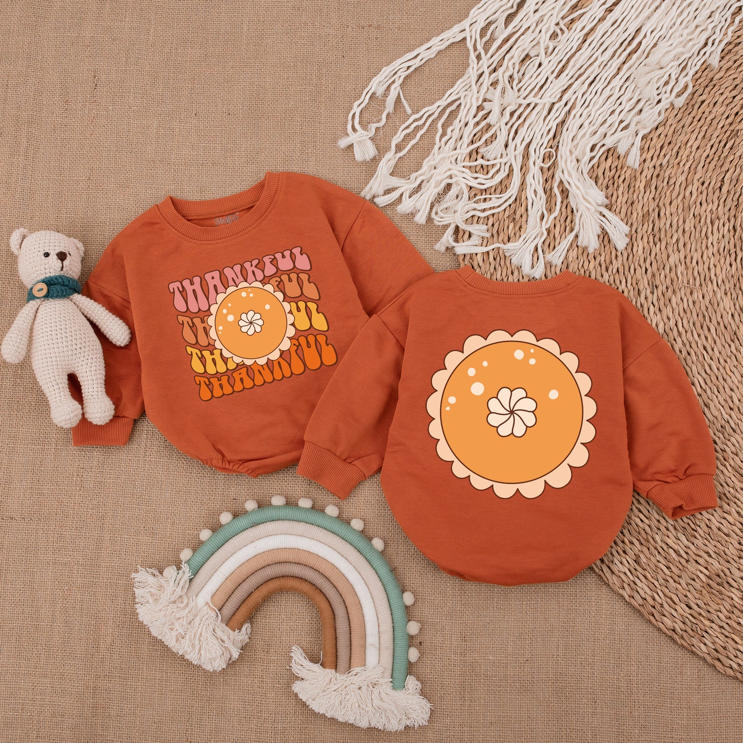 My First Thanksgiving Baby Romper Thankful Fall Outfit Infant Fall Clothes Baby Thanksgiving Outfit image 3