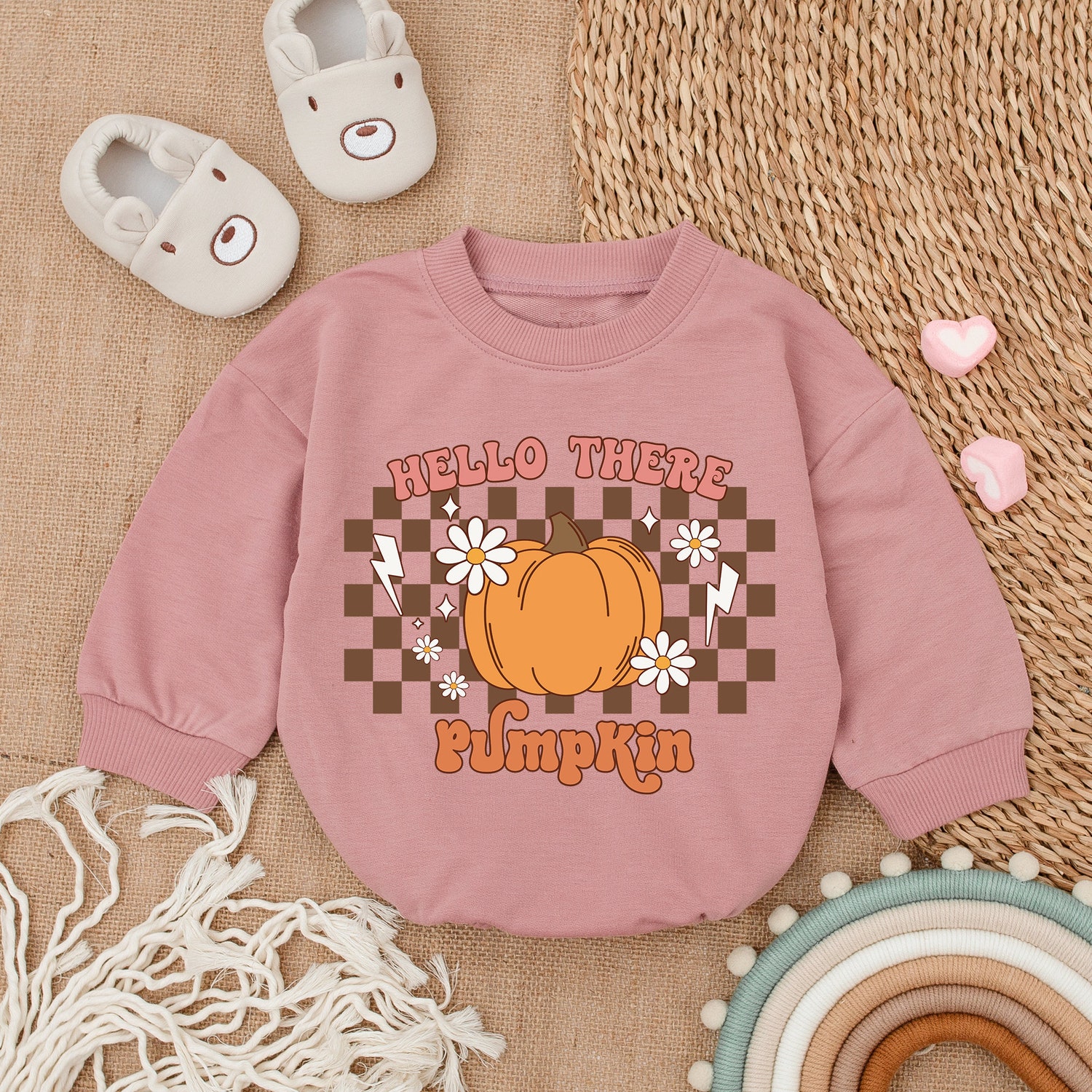 My First Thanksgiving Baby Romper Hello Pumpkin Fall Baby Clothes Thanksgiving Outfit image 2