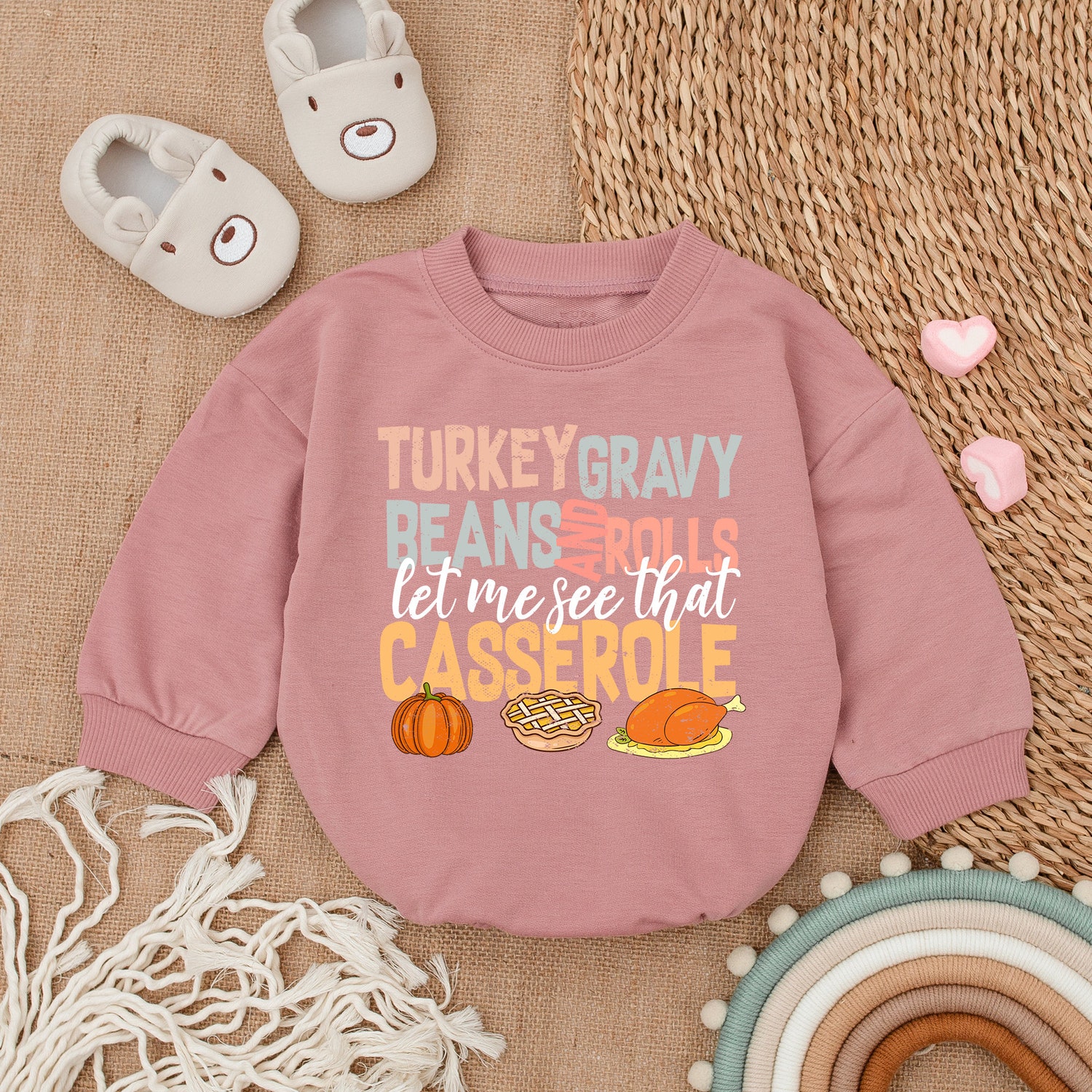 Turkey Baby Romper Thanksgiving Infant Outfit Fall Baby Girl Clothes First Thanksgiving image 2