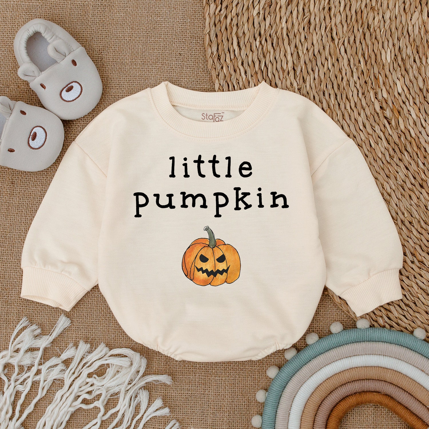 Little Pumpkin Baby Romper Baby Girl/Boy Halloween Outfit Baby Shower Gift Fall Bodysuit image 1